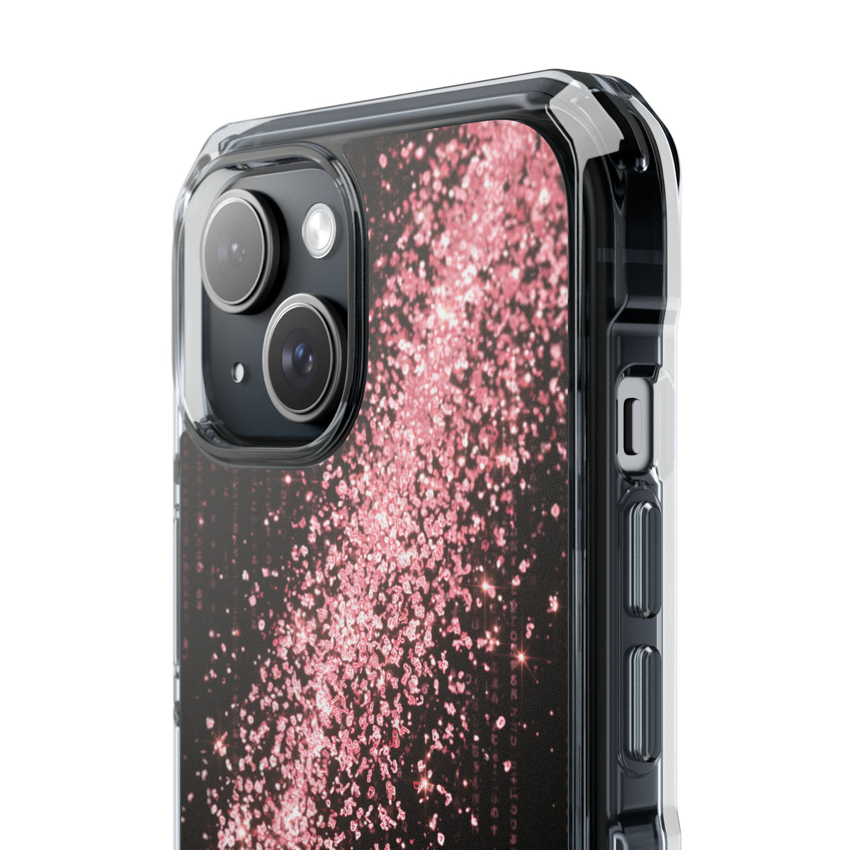Rose Digital Cascade · Clear Impact Magnetic Phone Case for iPhone · Pink