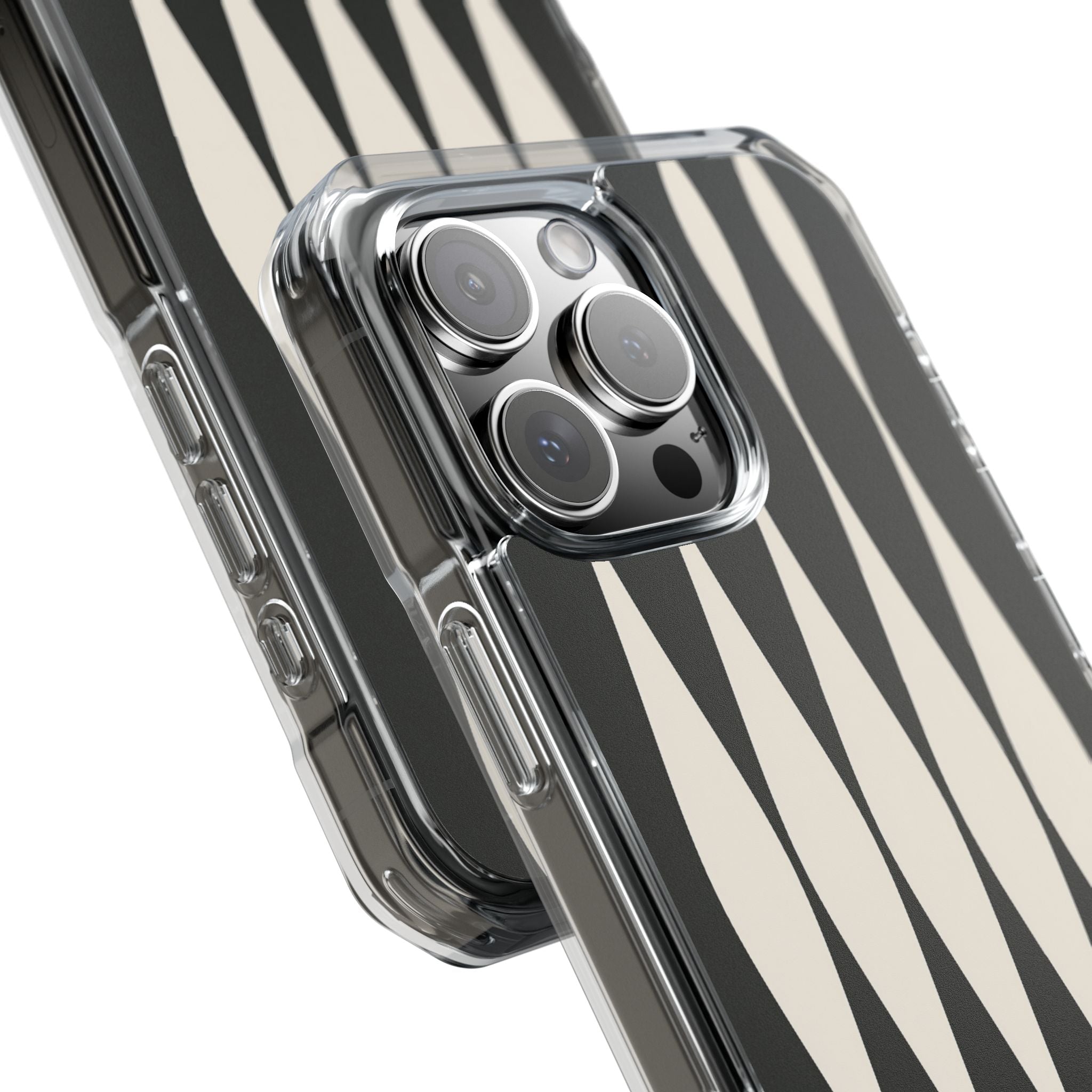 Black Impact MagSafe Phone Case for iPhone - Ivory Spindle Grid