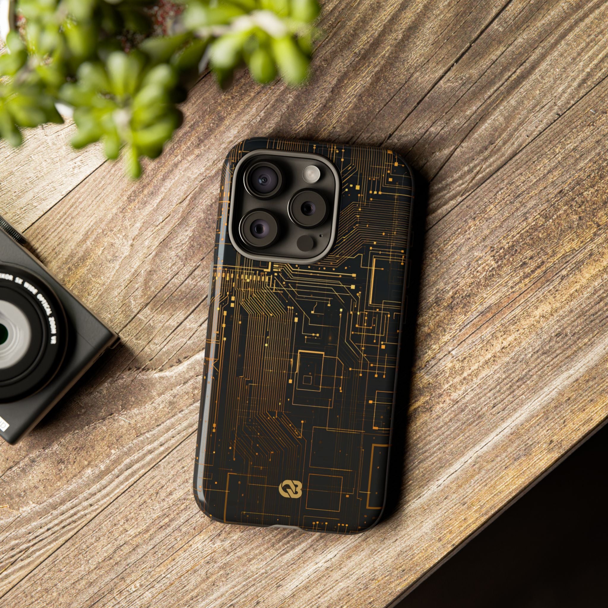 Gold Tough Phone Case for iPhone - Amber Core Mainframe