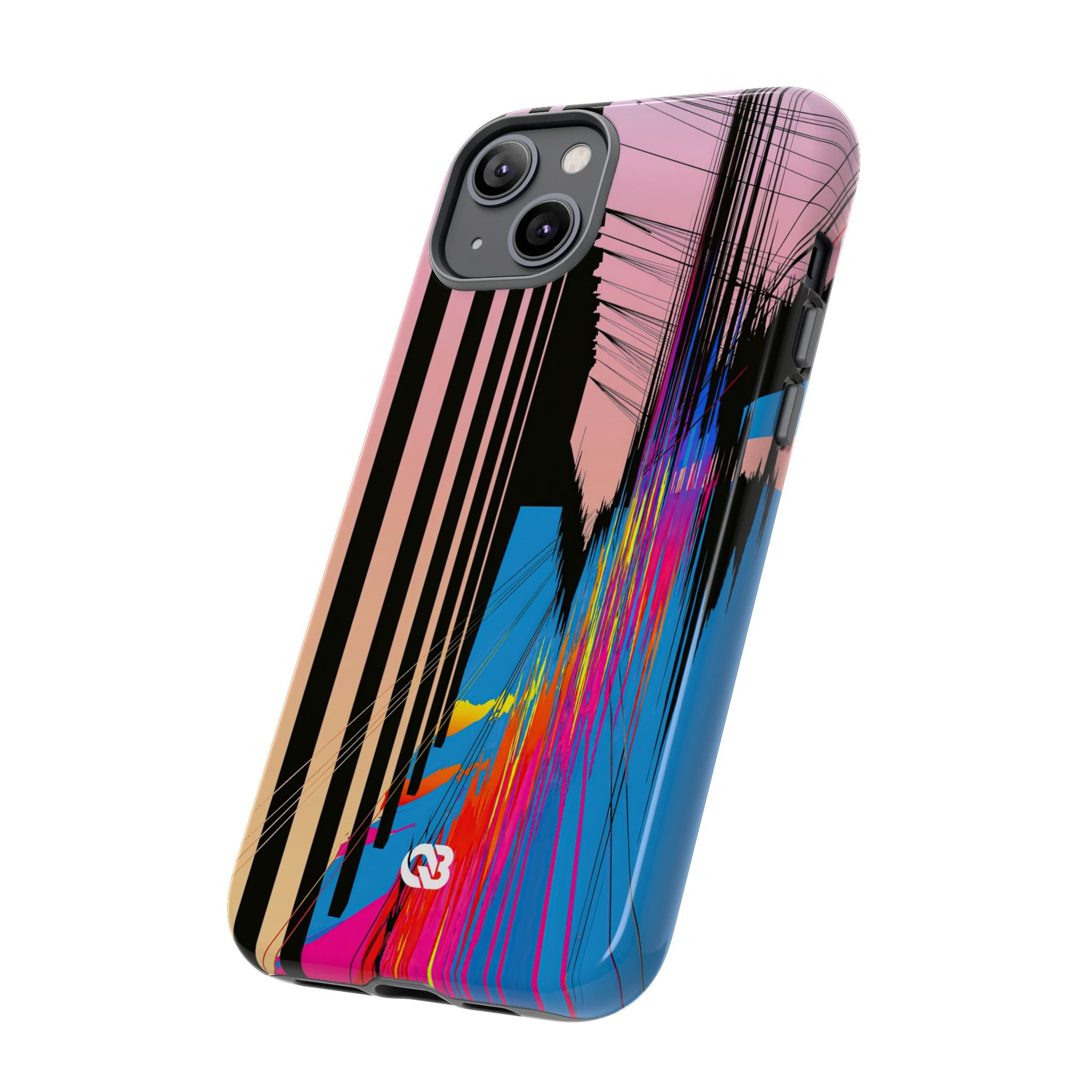 Blue Tough Phone Case for iPhone - Fractured Data Skyline