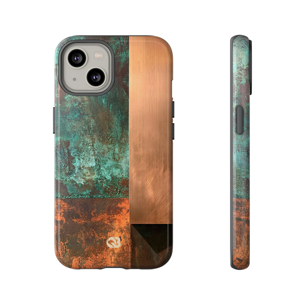 Teal Tough Phone Case for iPhone - Verdigris Copper Slab