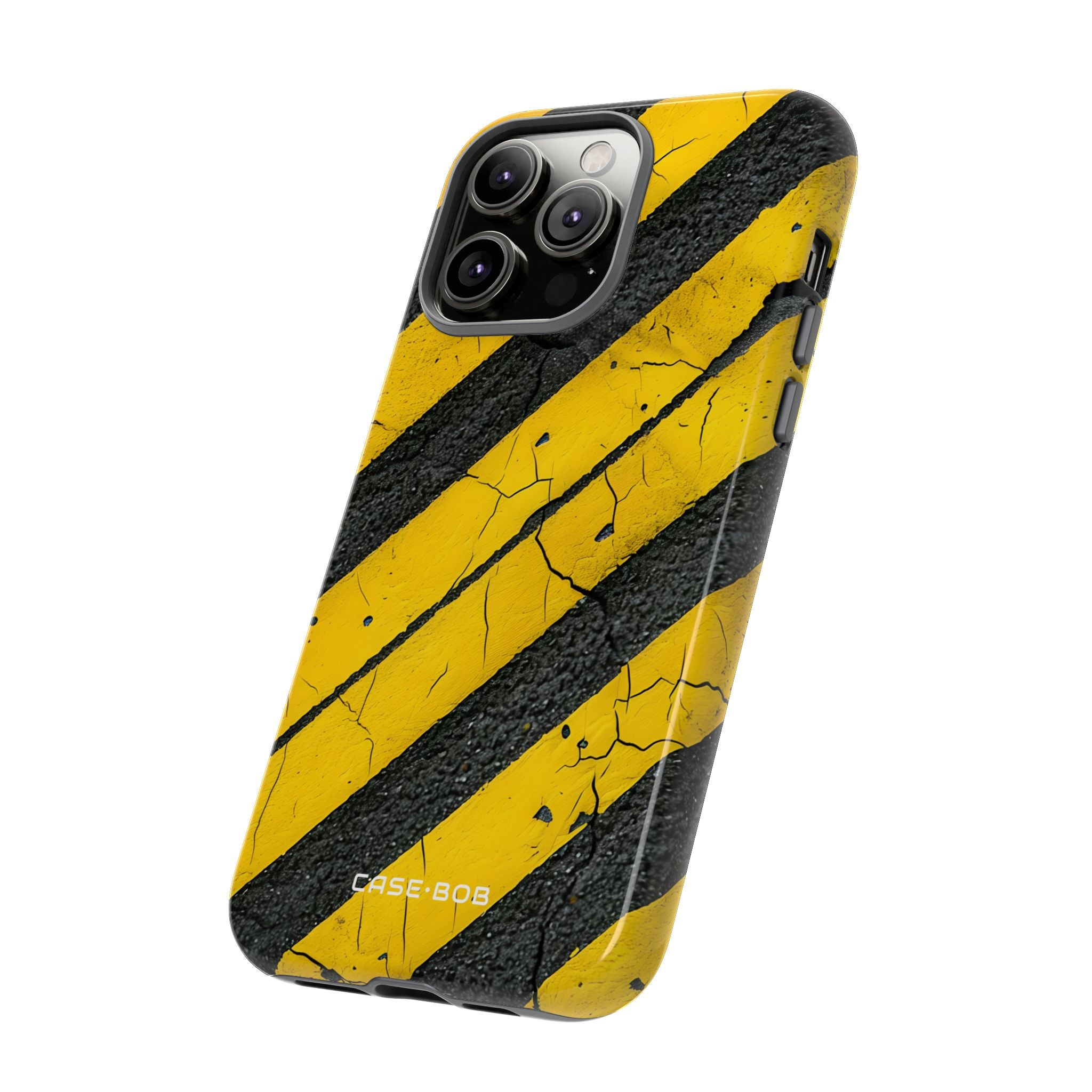 Gelb gestreifte Distress iPhone 14 Pro Max Case - Tough