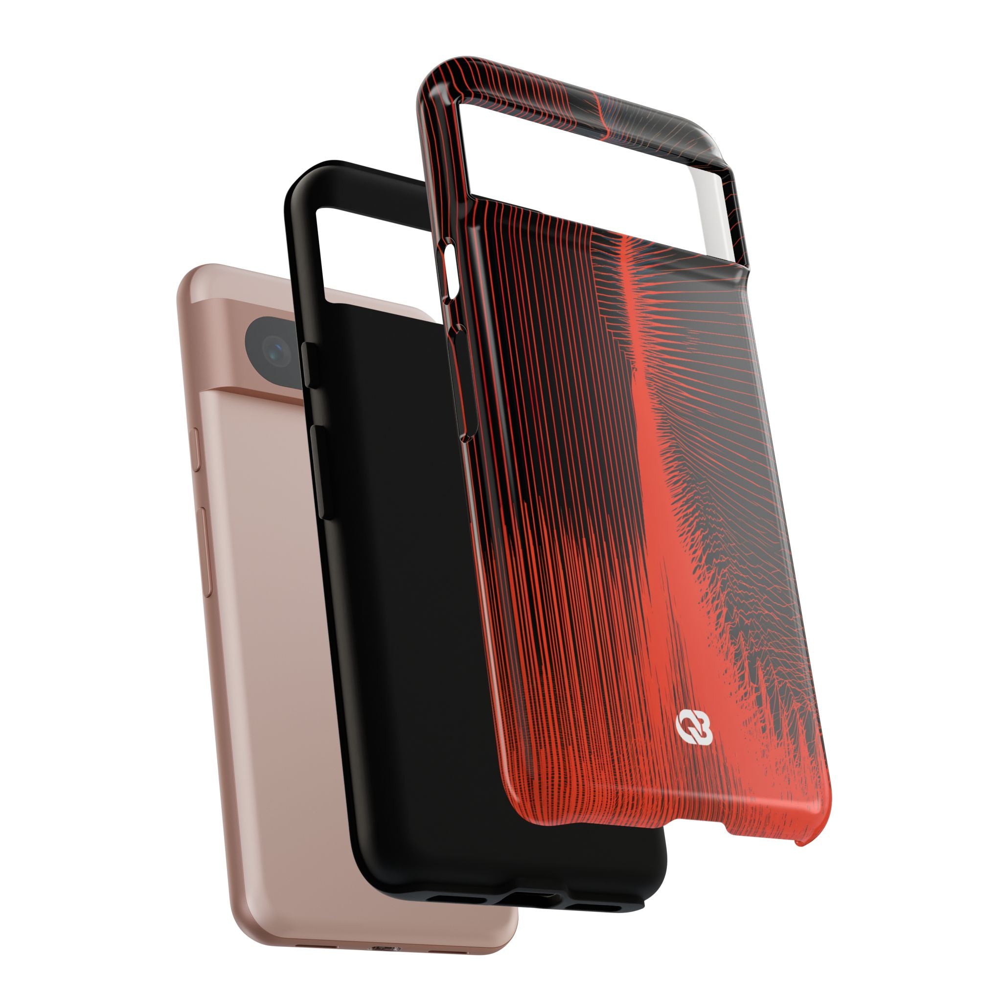 Red Tough Phone Case for Google Pixel - Crimson Frequency Pulse