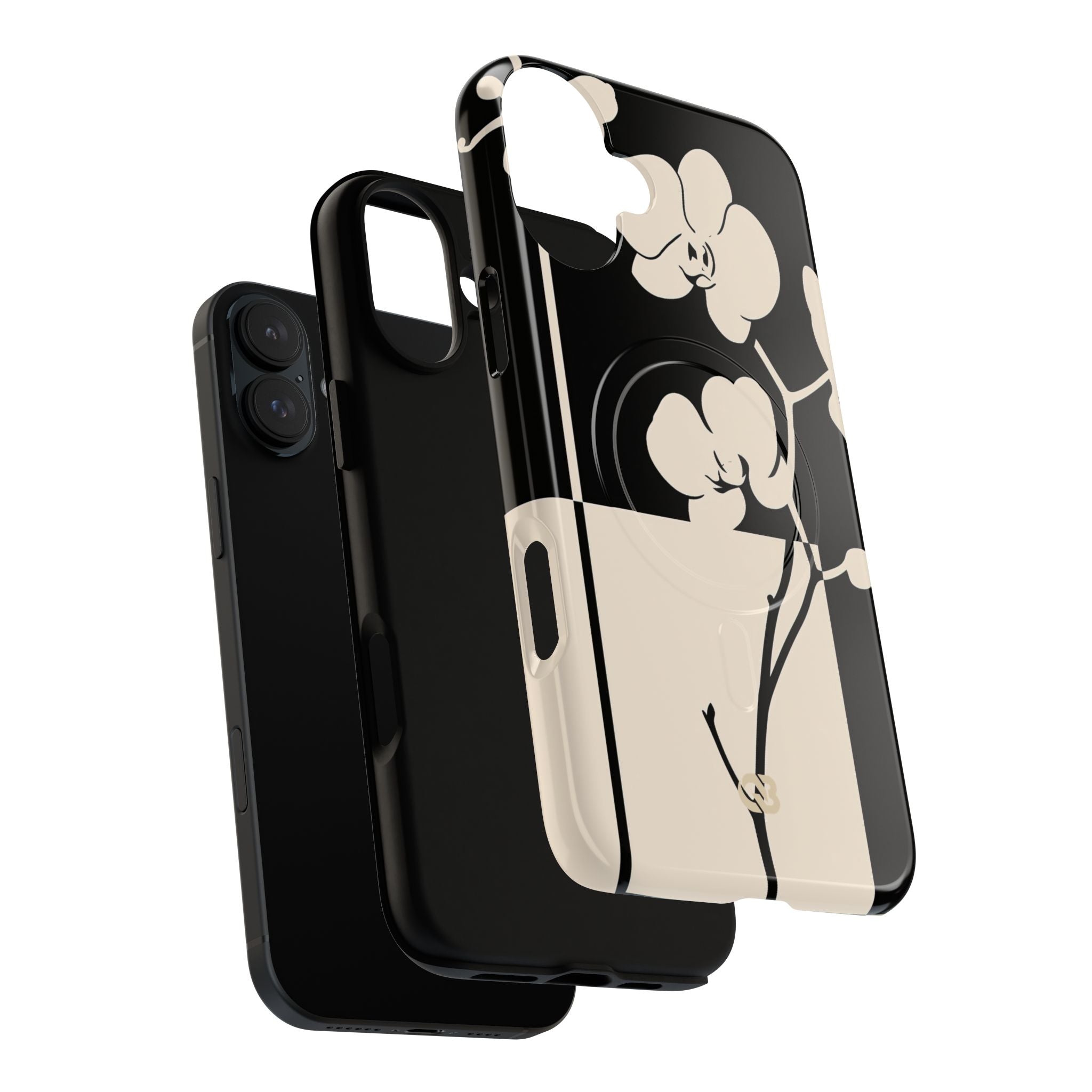 Beige Tough 2.0 Magsafe Phone Case for iPhone - Nocturnal Orchid Frame