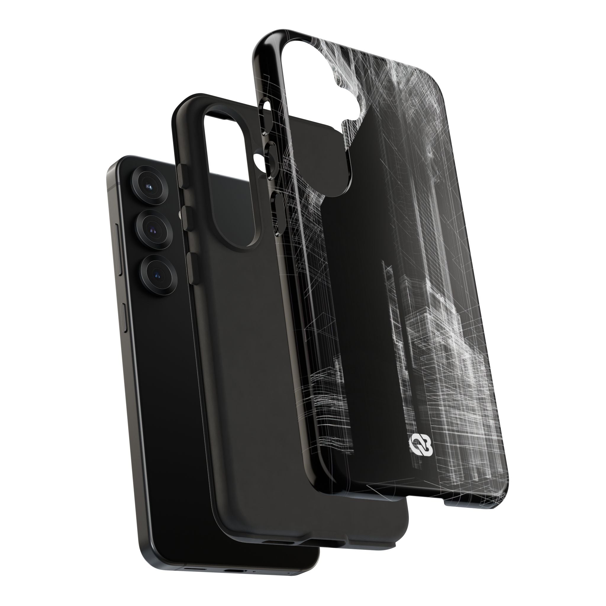 Black Tough Phone Case for Samsung - Ghost Urban Wireframe
