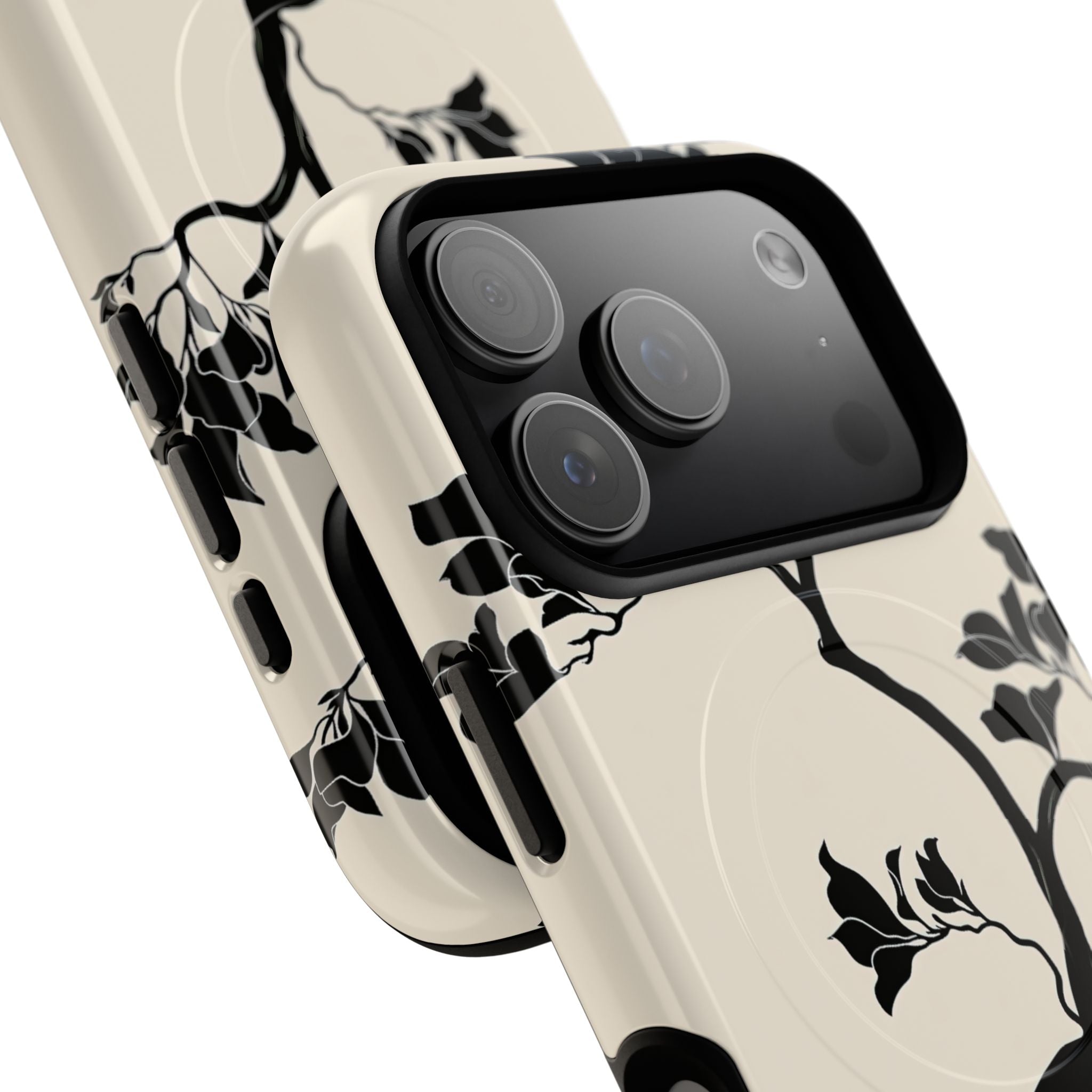 Beige Tough 2.0 Magsafe Phone Case for iPhone - Obsidian Bonsai Silhouette