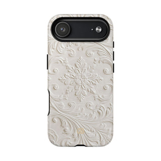 White Tough 2.0 Magsafe Phone Case for iPhone - Alabaster Floral Relief