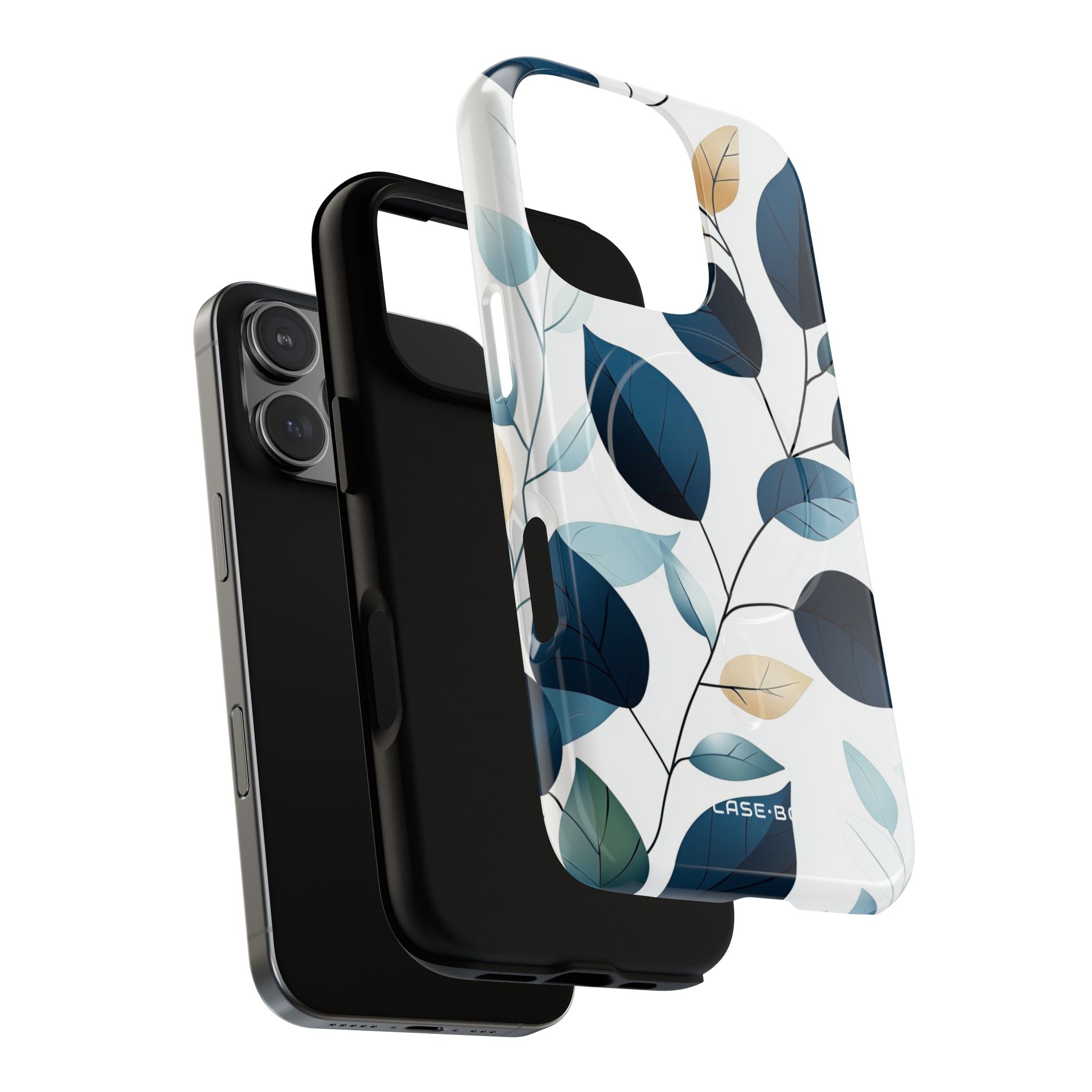 Navy Leaf Veins iPhone 16 Pro Case - Tough+