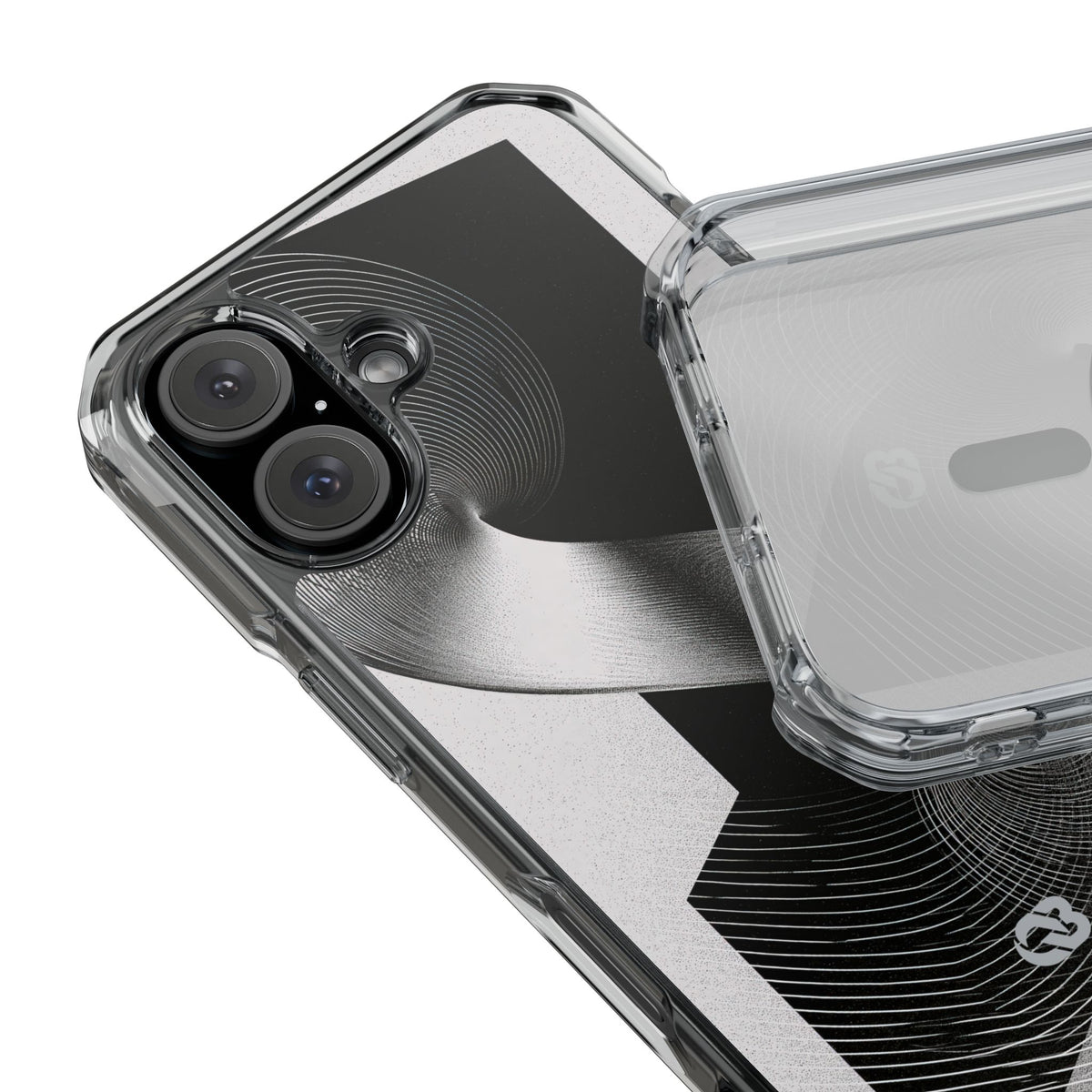 Grey Impact MagSafe Phone Case for iPhone - Obsidian Moiré Wave