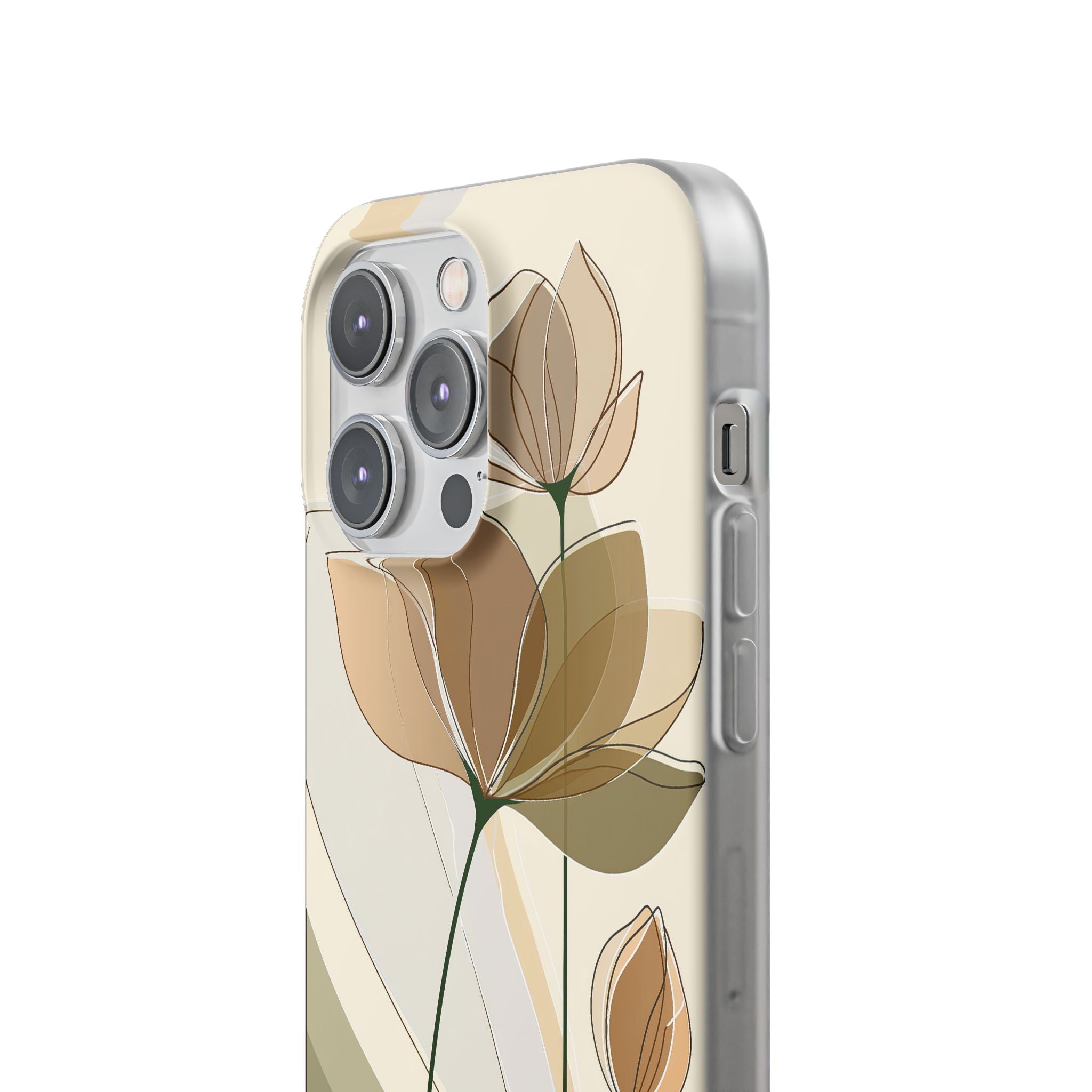 Beige Lite Phone Case for iPhone - Muted Ochre Petals