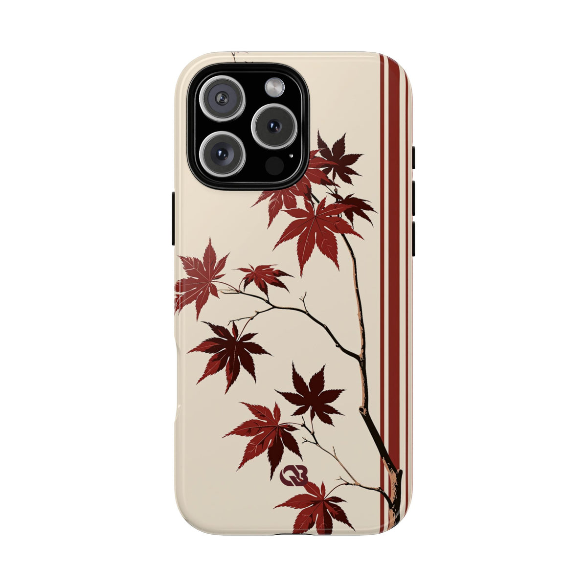 Red Tough Phone Case for iPhone - Crimson Momiji Stripe