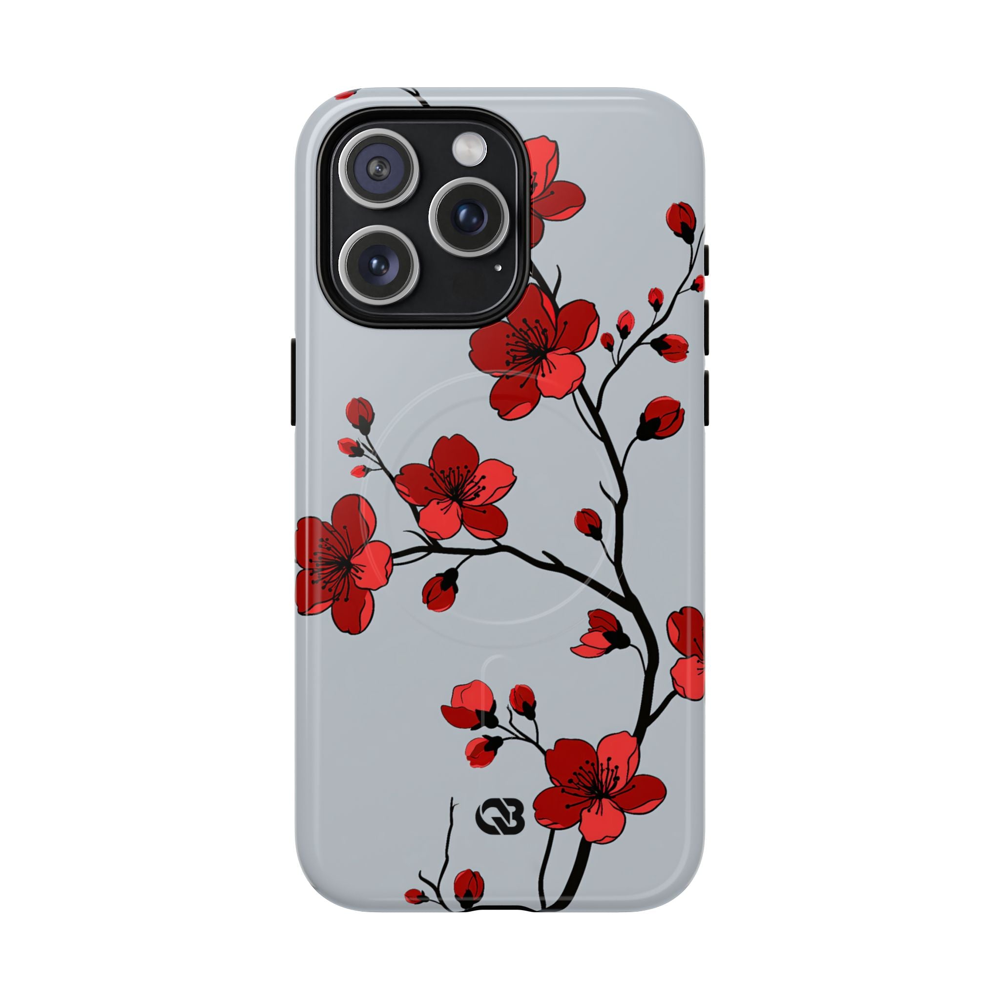 Grey Tough 2.0 Magsafe Phone Case for iPhone - Crimson Blossom Onyx