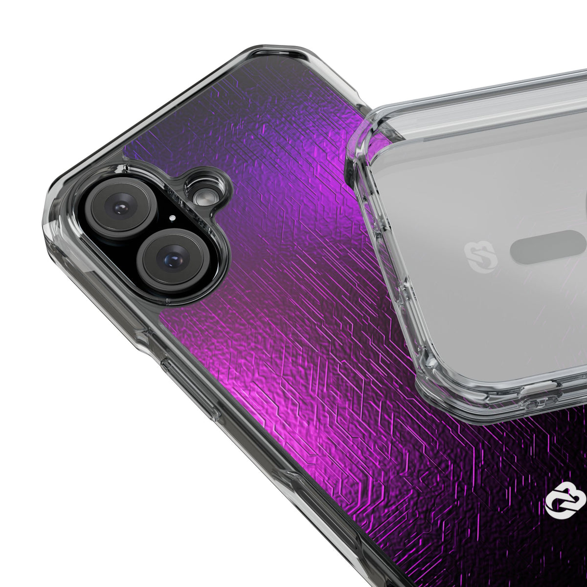 Violet Cyber Circuit · Clear Impact Magnetic Phone Case for iPhone · Purple