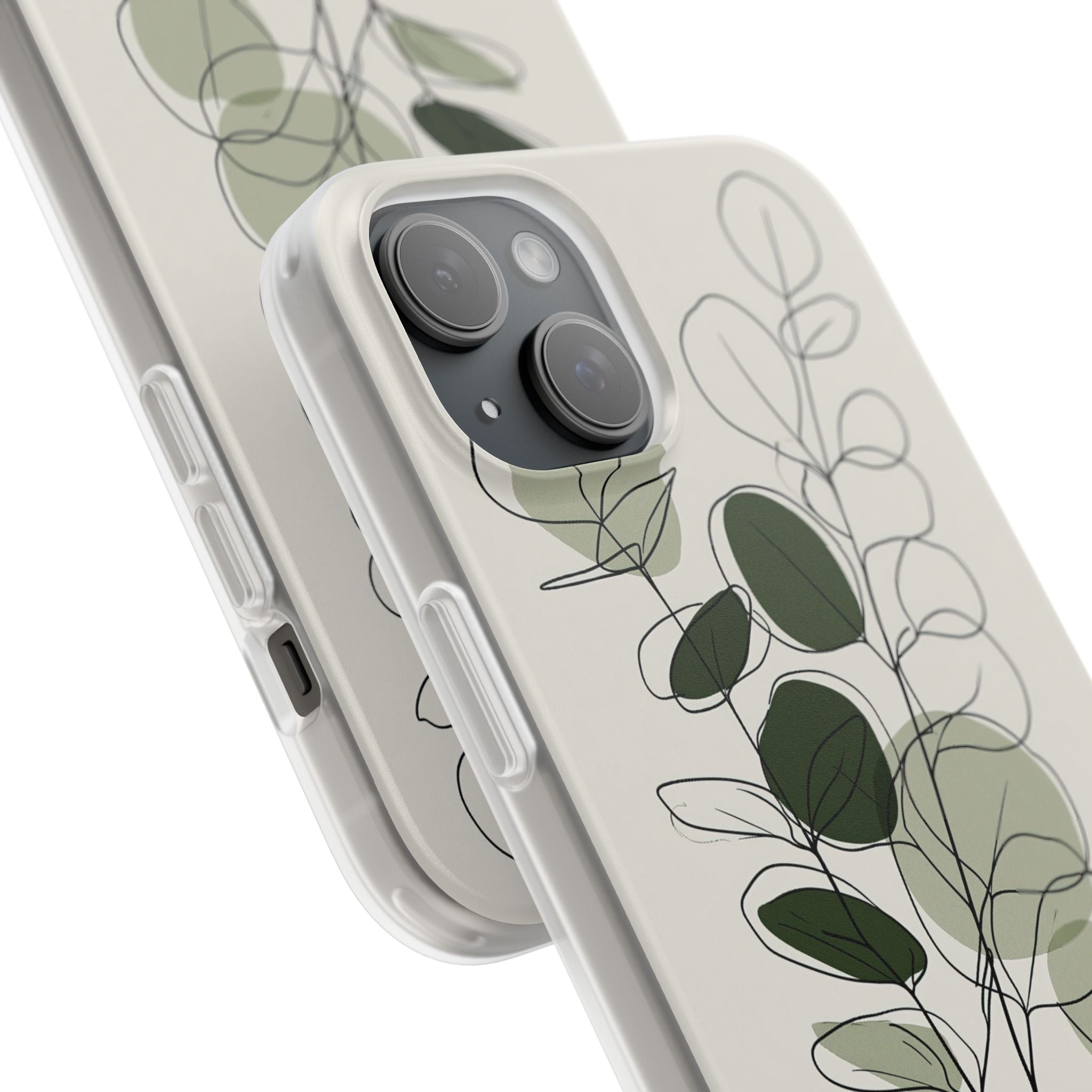 Green Lite Phone Case for iPhone - Muted Eucalyptus Sketch
