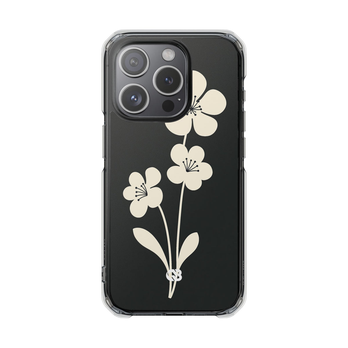 Black Impact MagSafe Phone Case for iPhone - Obsidian Cream Bloom