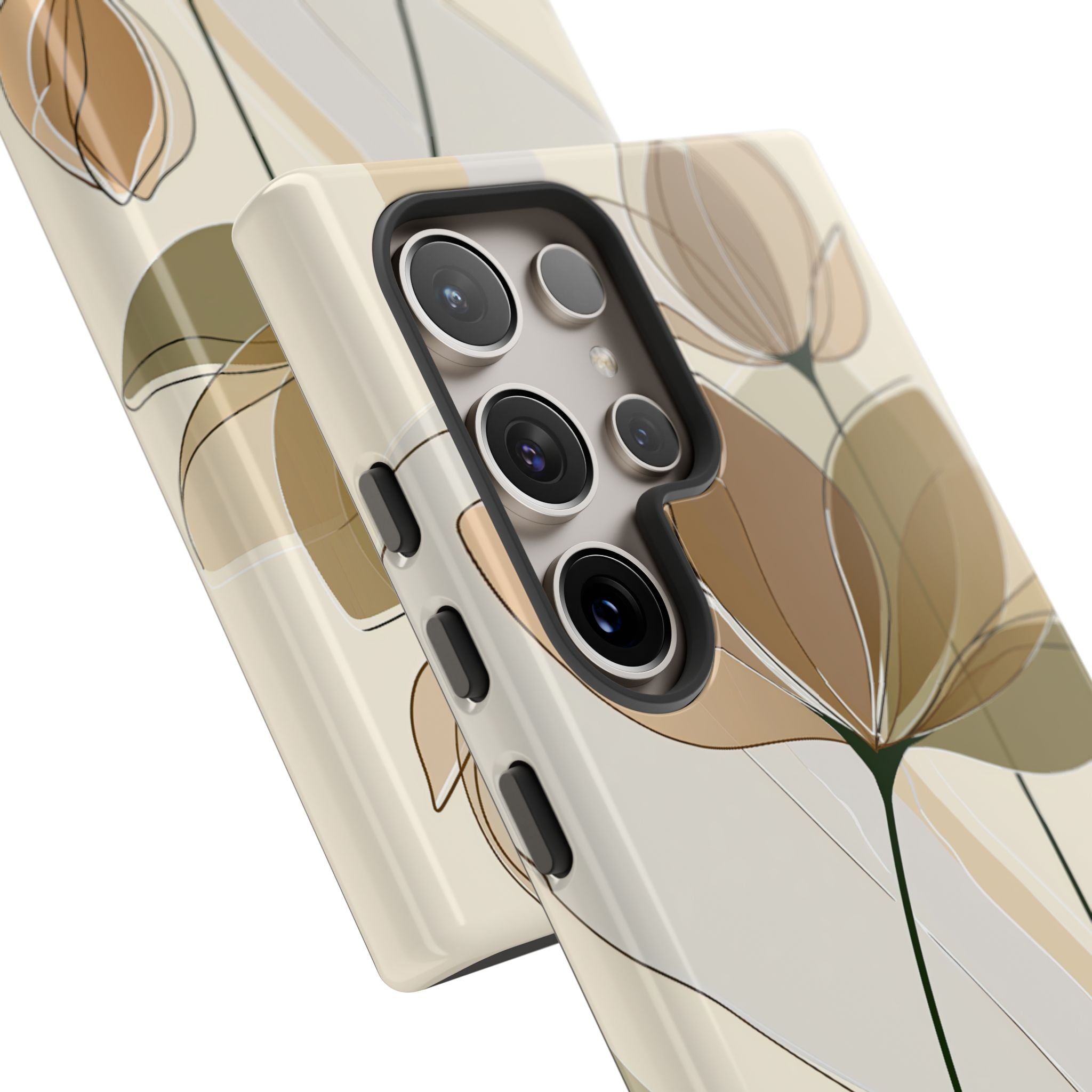 Beige Tough Phone Case for Samsung - Muted Ochre Petals