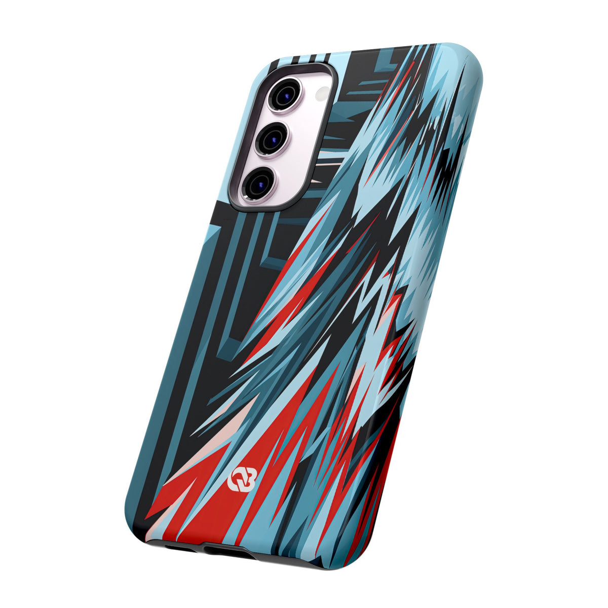 Blue Tough Phone Case for Samsung - Glitch Peak Cyan