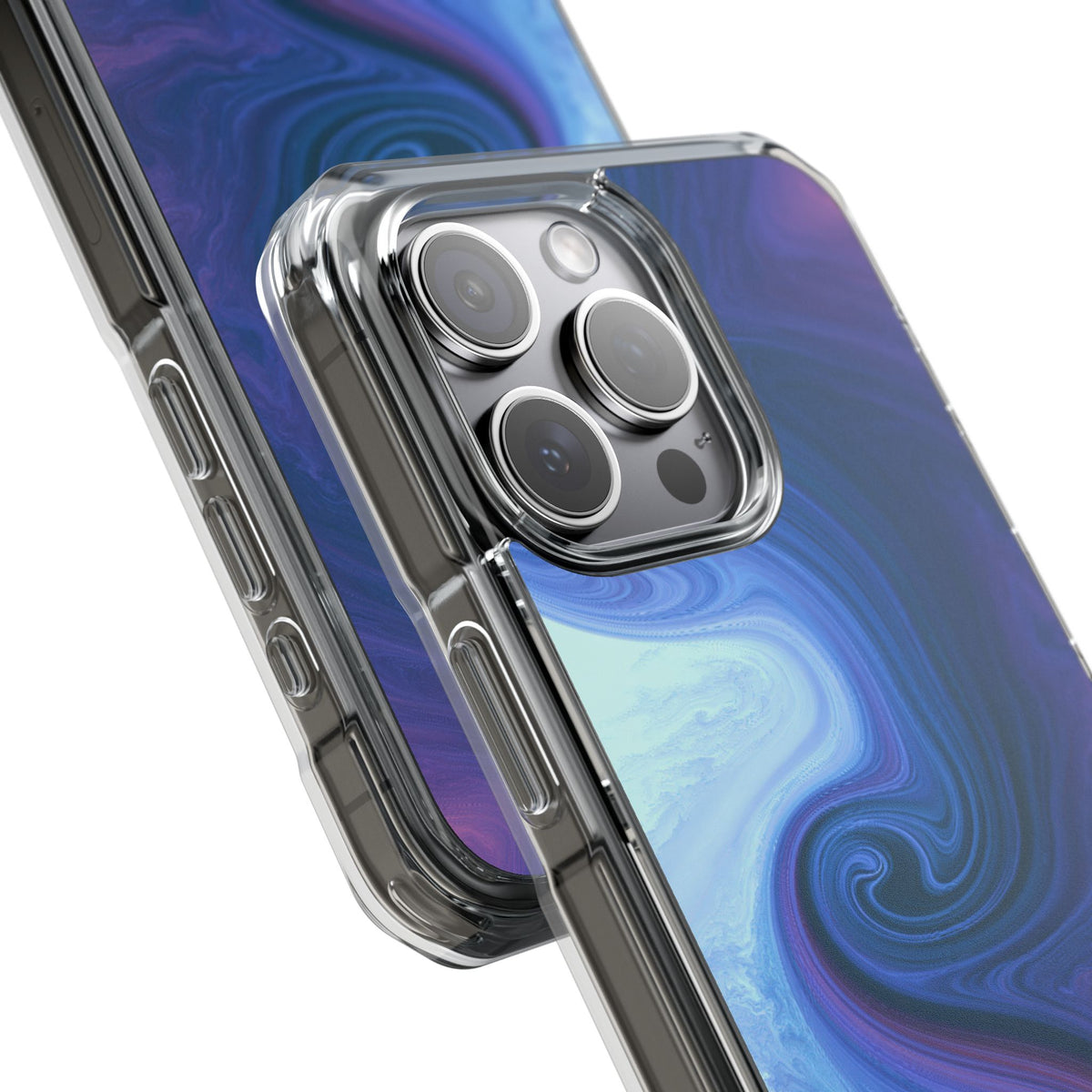 Azure Fluid Swirl · Clear Impact Magnetic Phone Case for iPhone · Blue