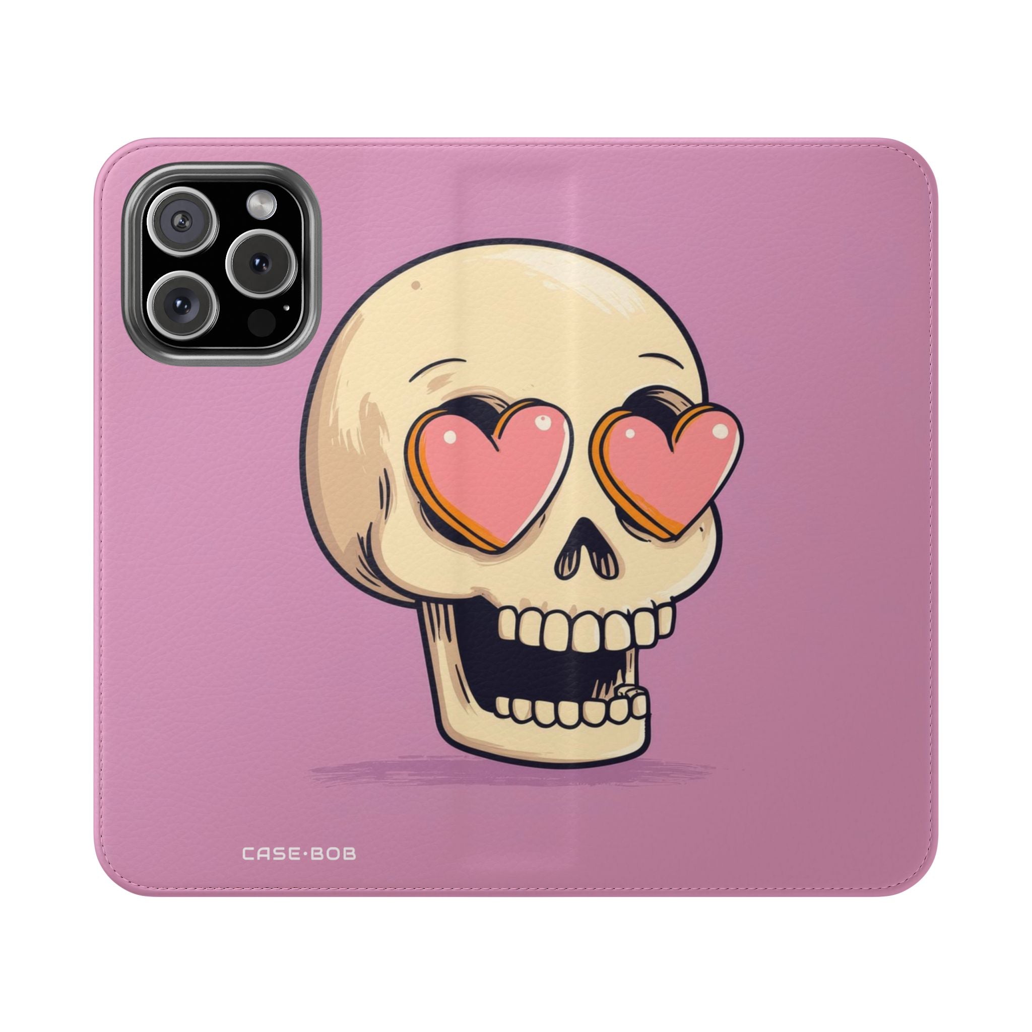 Heart Eyes Skull - iPhone 16 Max Case - Wallet
