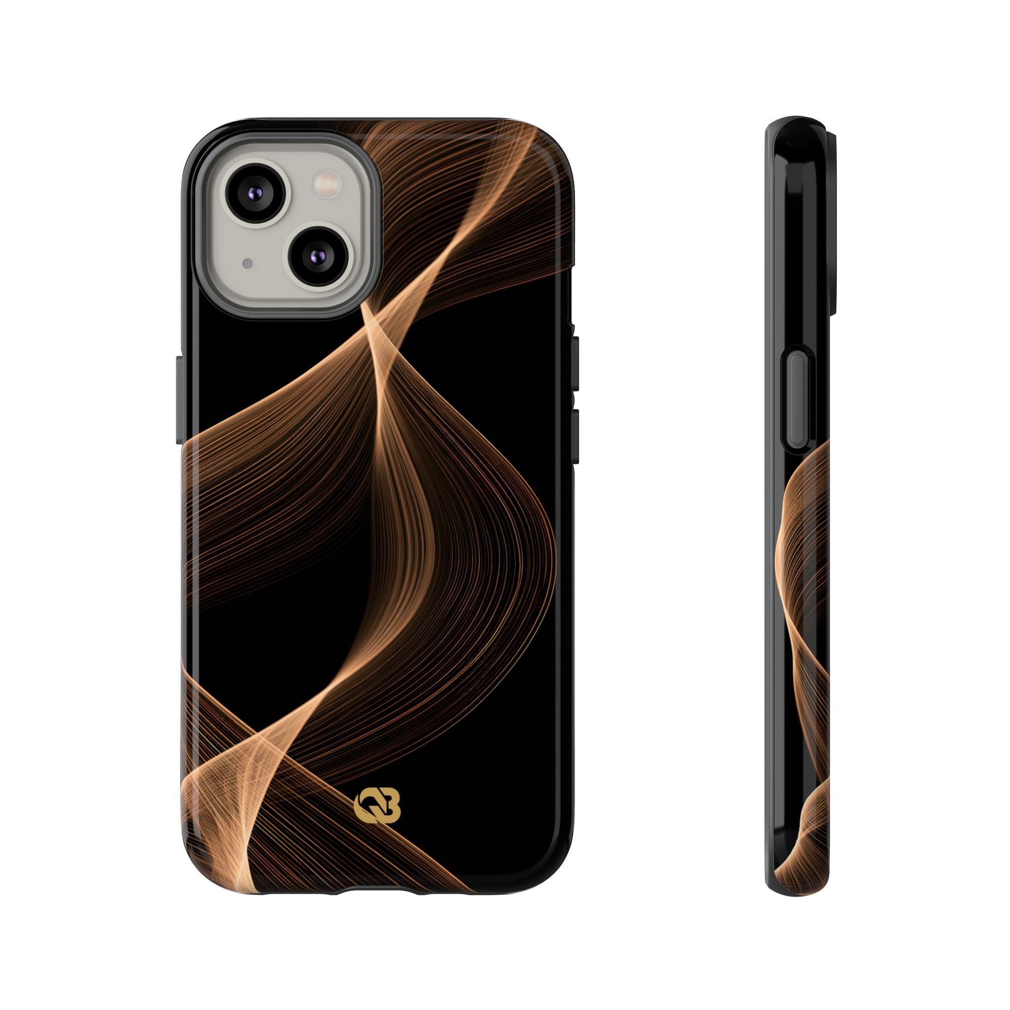 Brown Tough Phone Case for iPhone - Copper Silk Wave