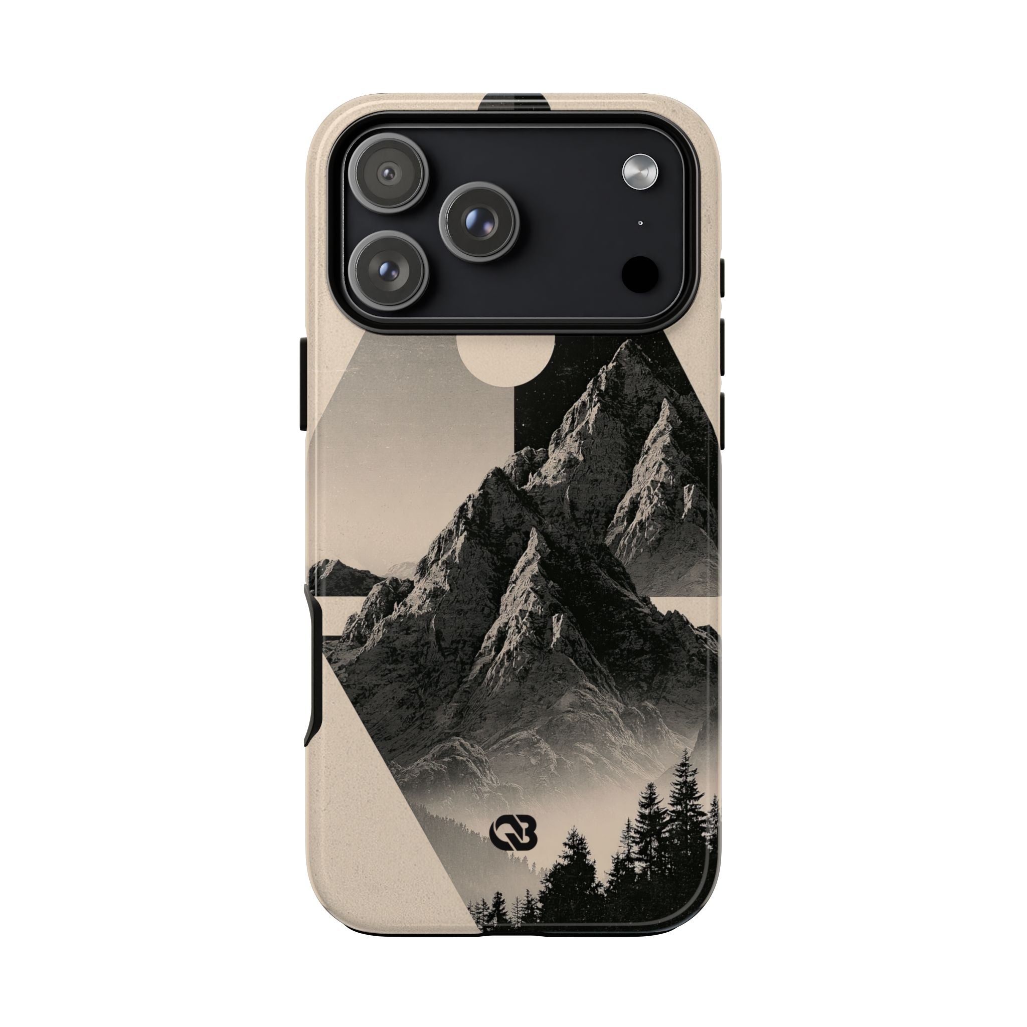 Beige Tough Phone Case for iPhone - Obsidian Summit Parchment