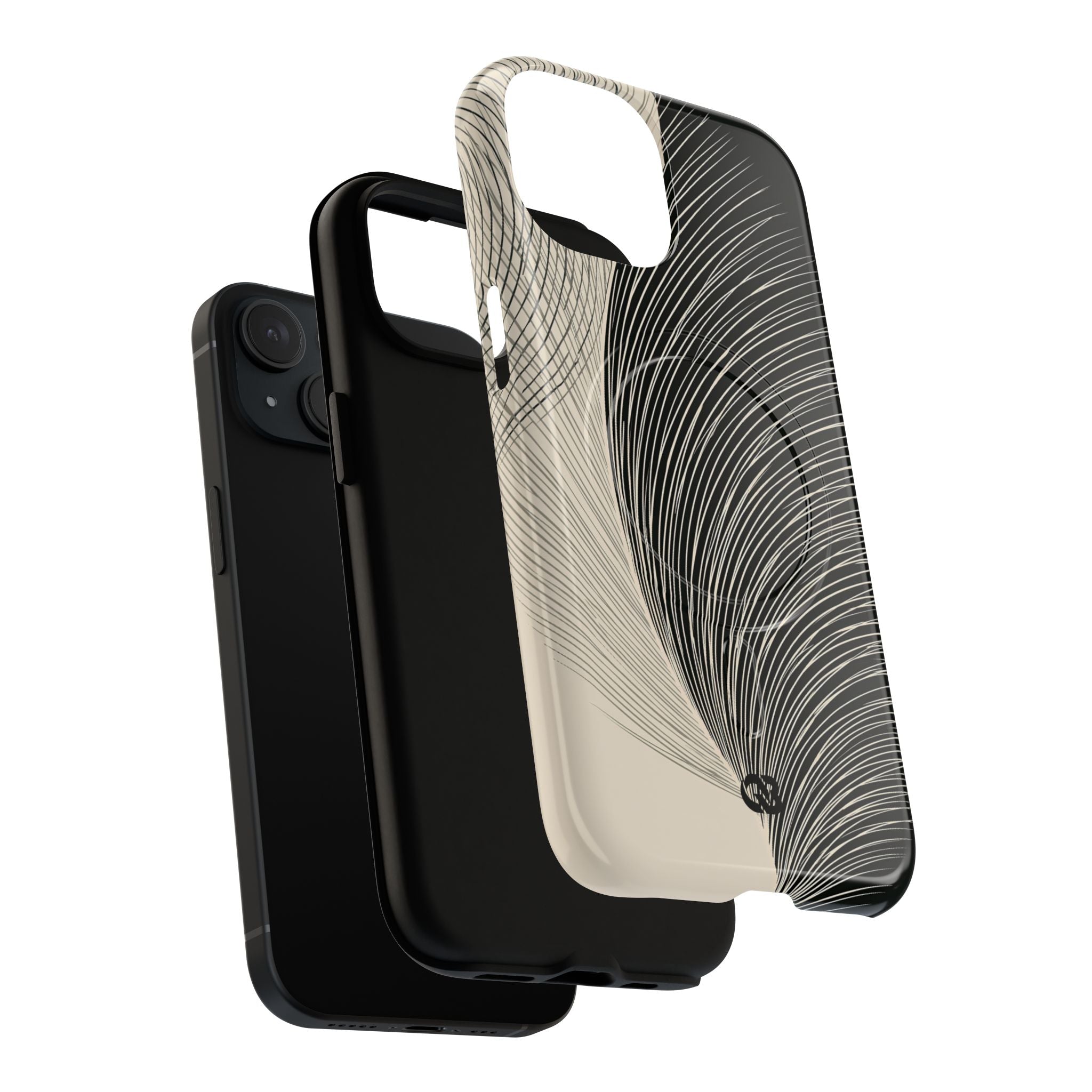 Beige Tough 2.0 Magsafe Phone Case for iPhone - Obsidian Cream Plume