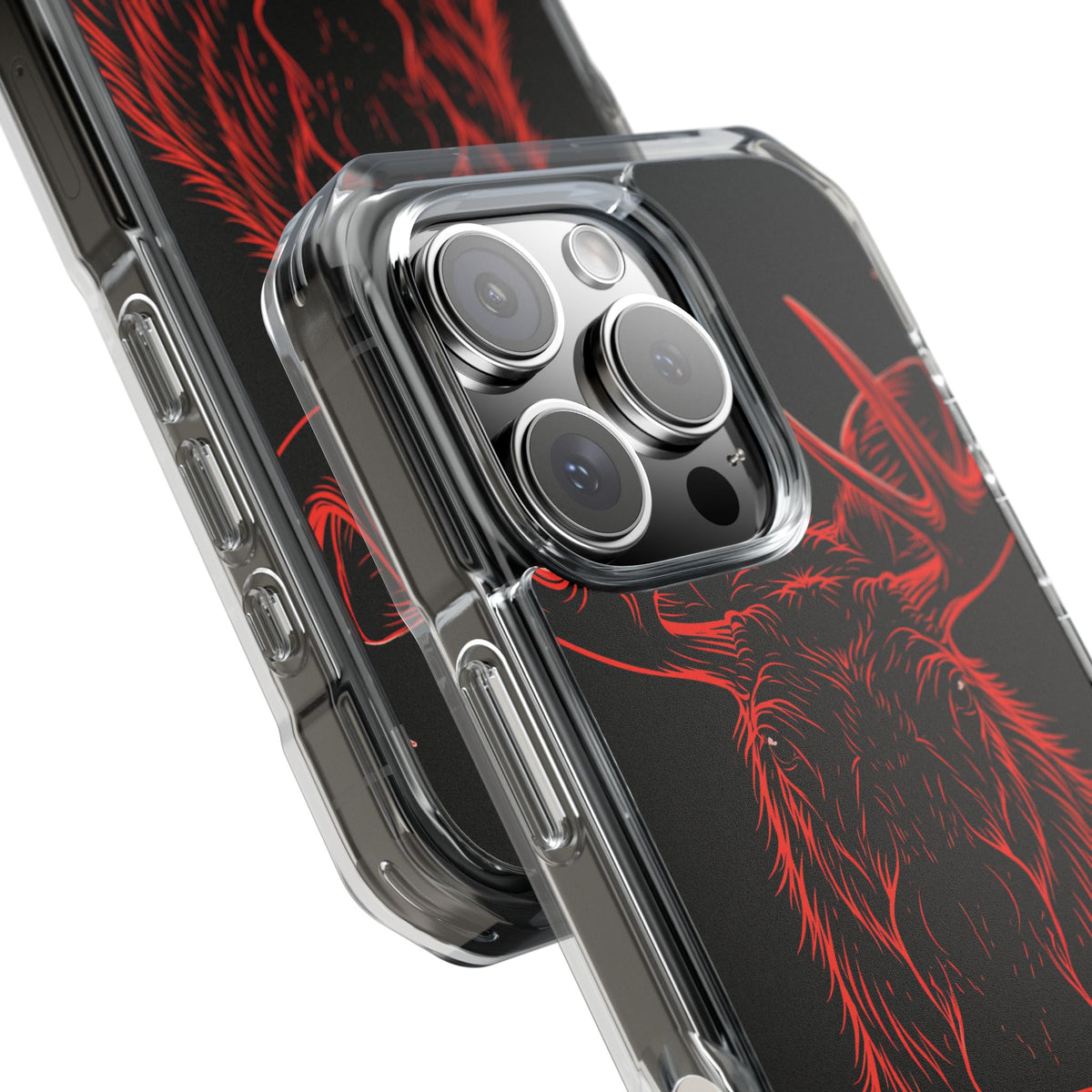 Nordic Moose Contour · Clear Impact Magnetic Phone Case for iPhone · Red