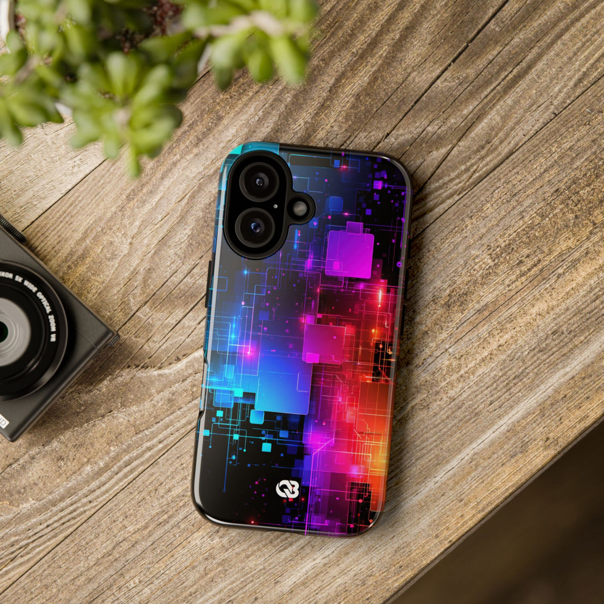 Spectral Circuit Grid · Tough Phone Case for iPhone · Black