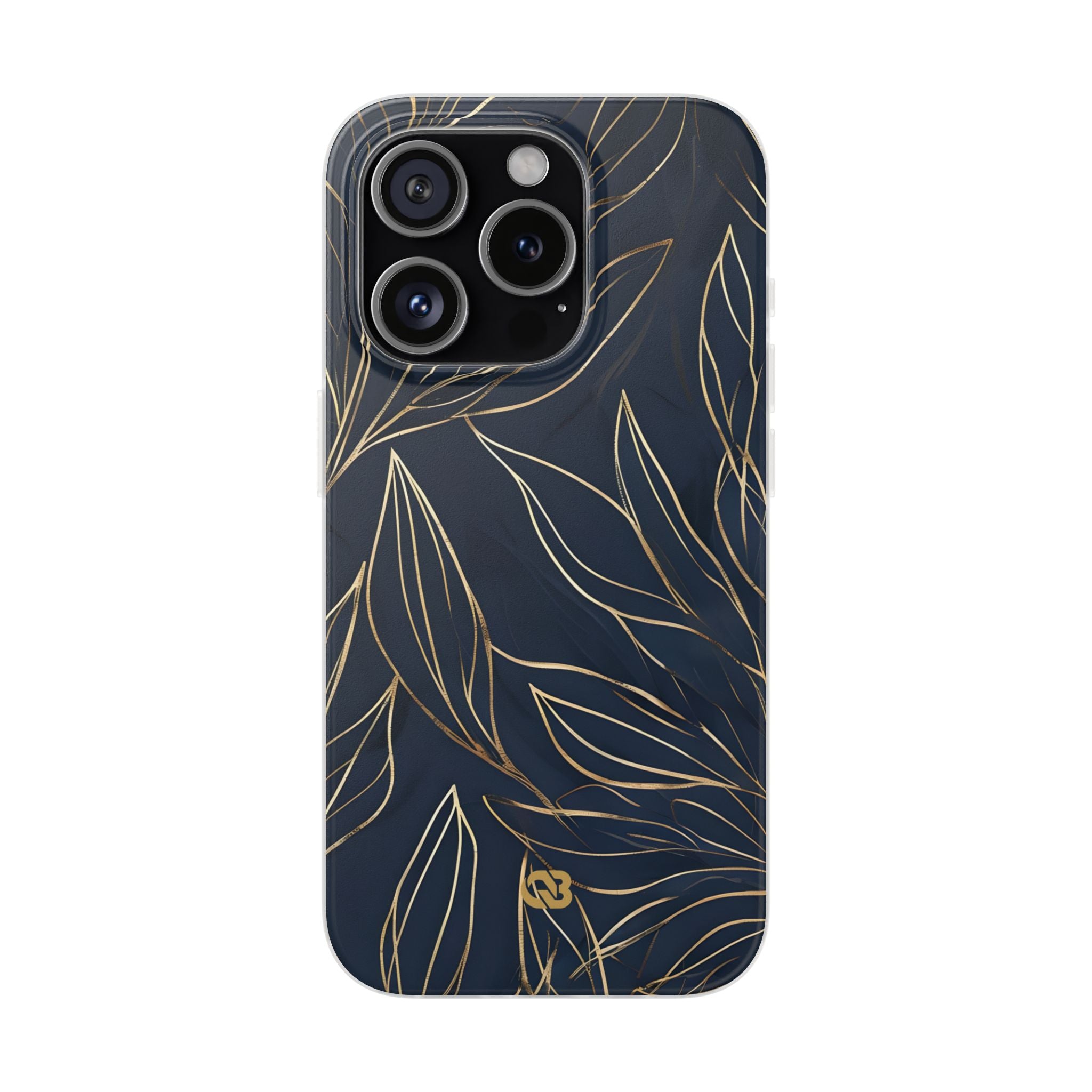 Gilded Navy Foliage · Soft Phone Case for iPhone