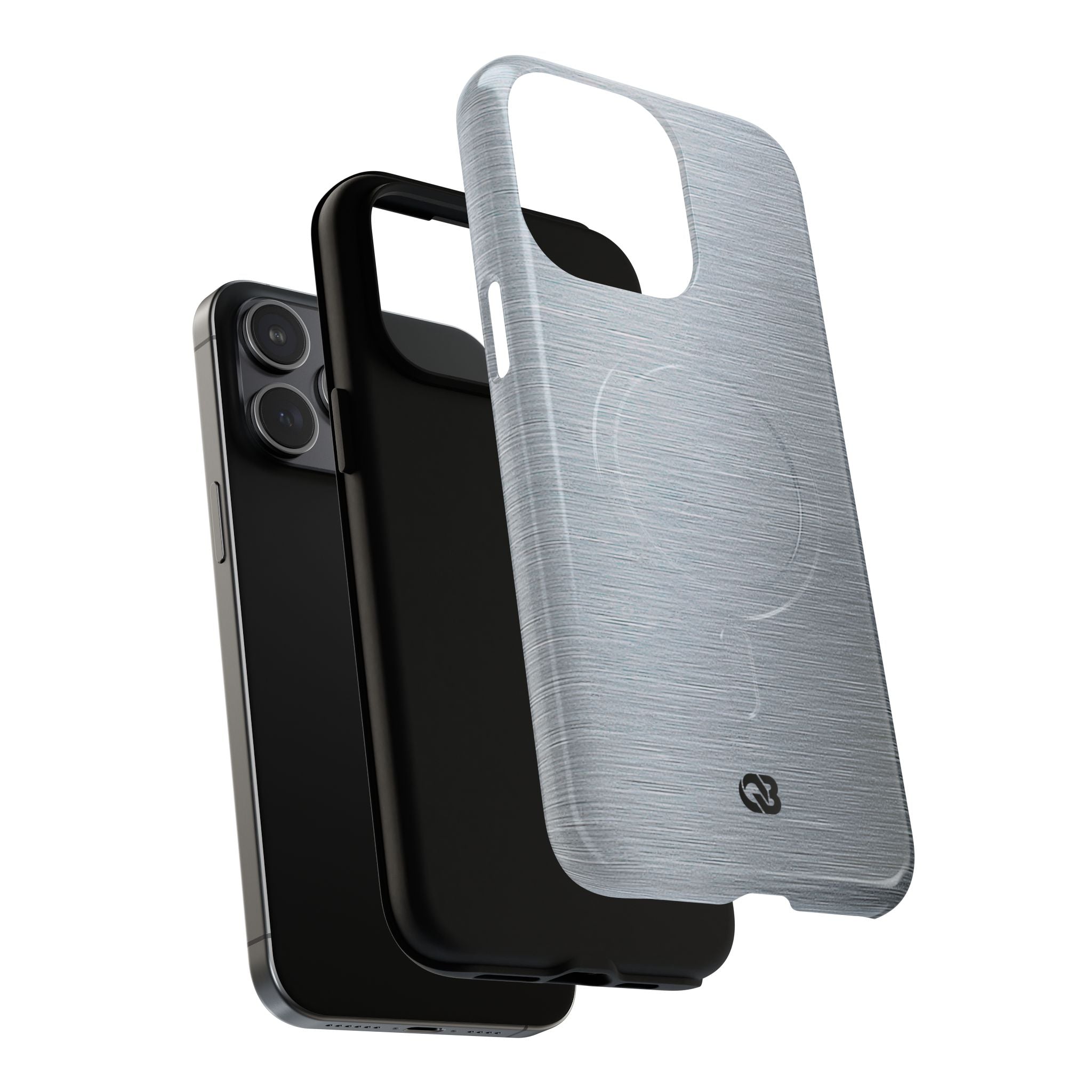 Silver Tough 2.0 Magsafe Phone Case for iPhone - Satin Chrome Grain