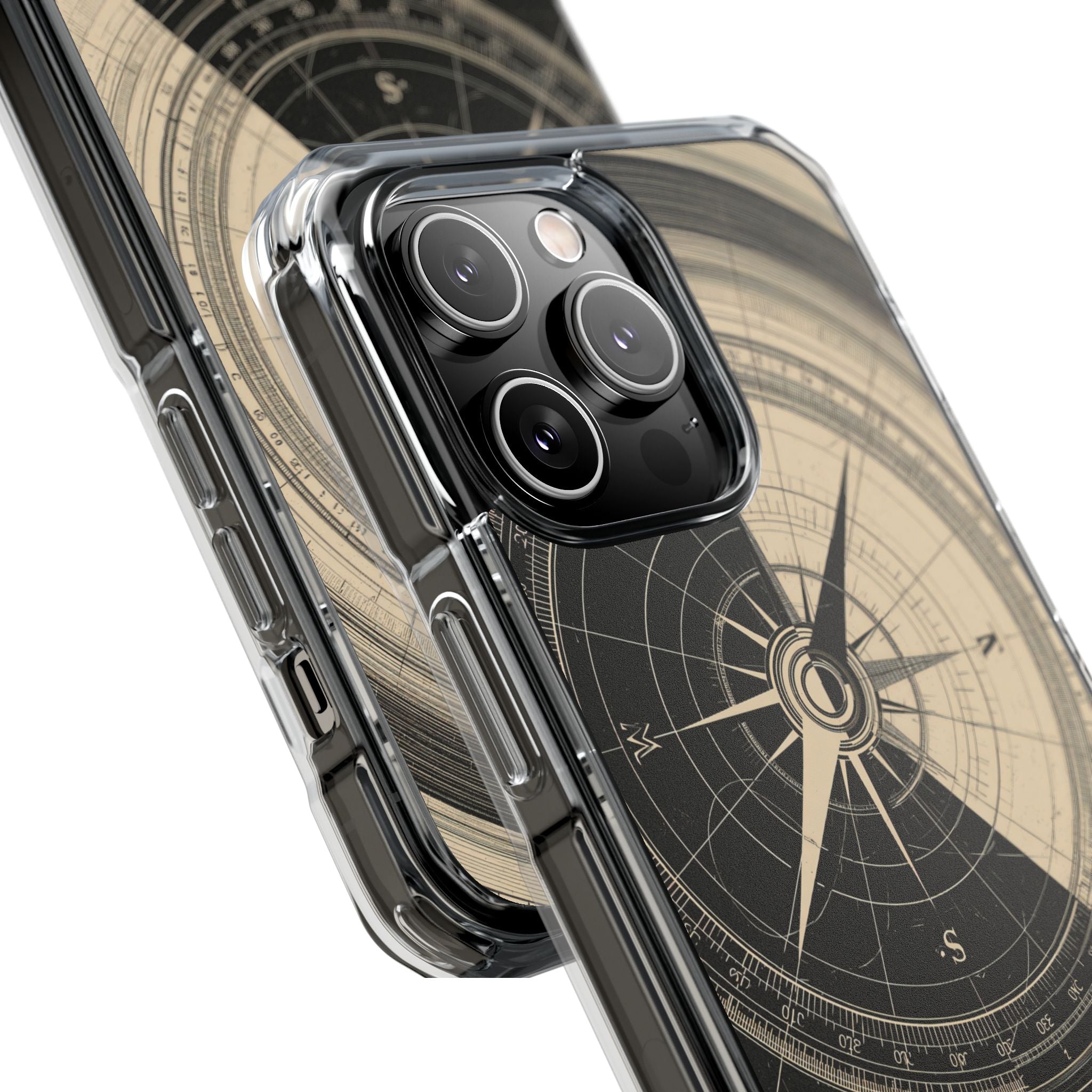 Beige Impact MagSafe Phone Case for iPhone - Obsidian Nautical Blueprint