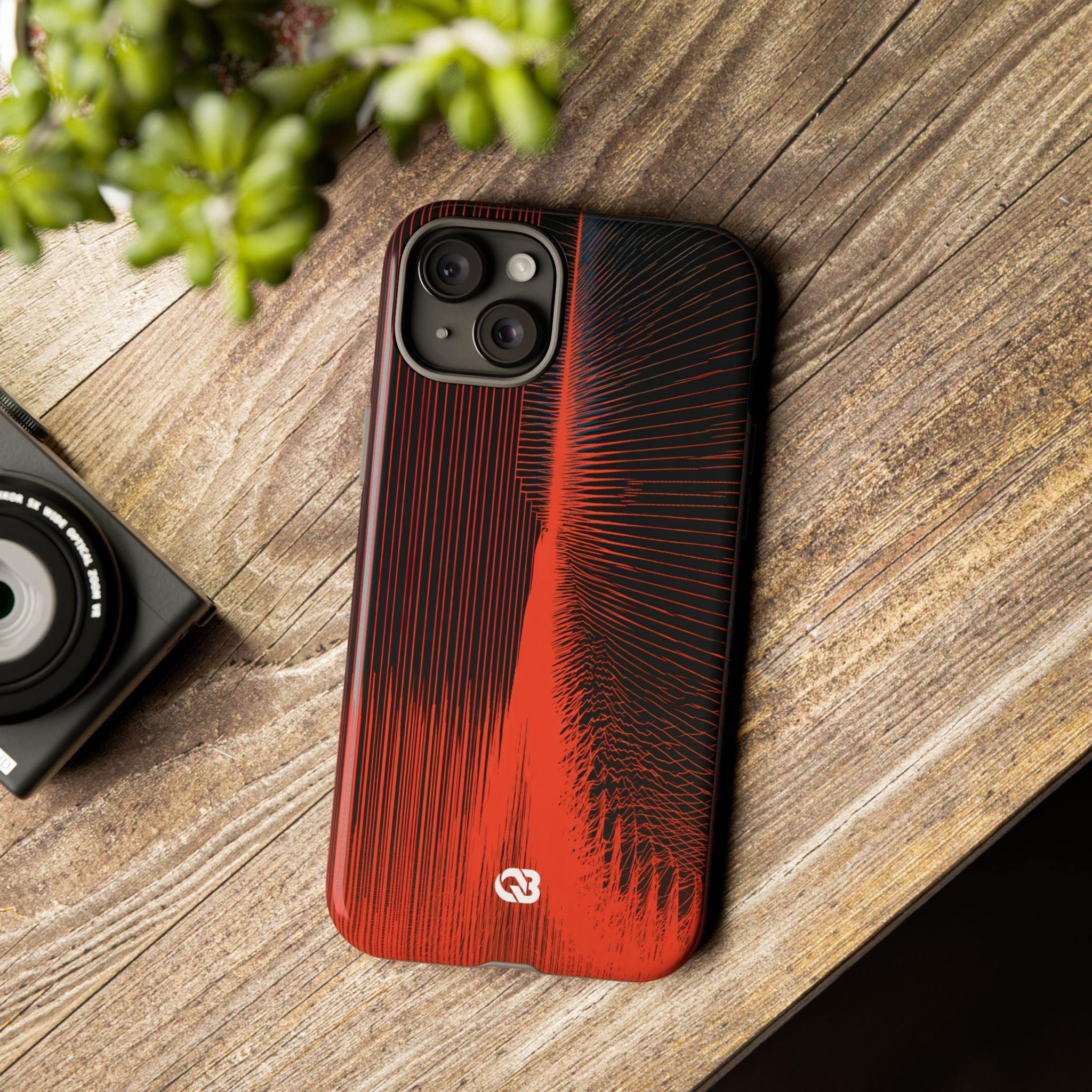 Red Tough Phone Case for iPhone - Crimson Frequency Pulse
