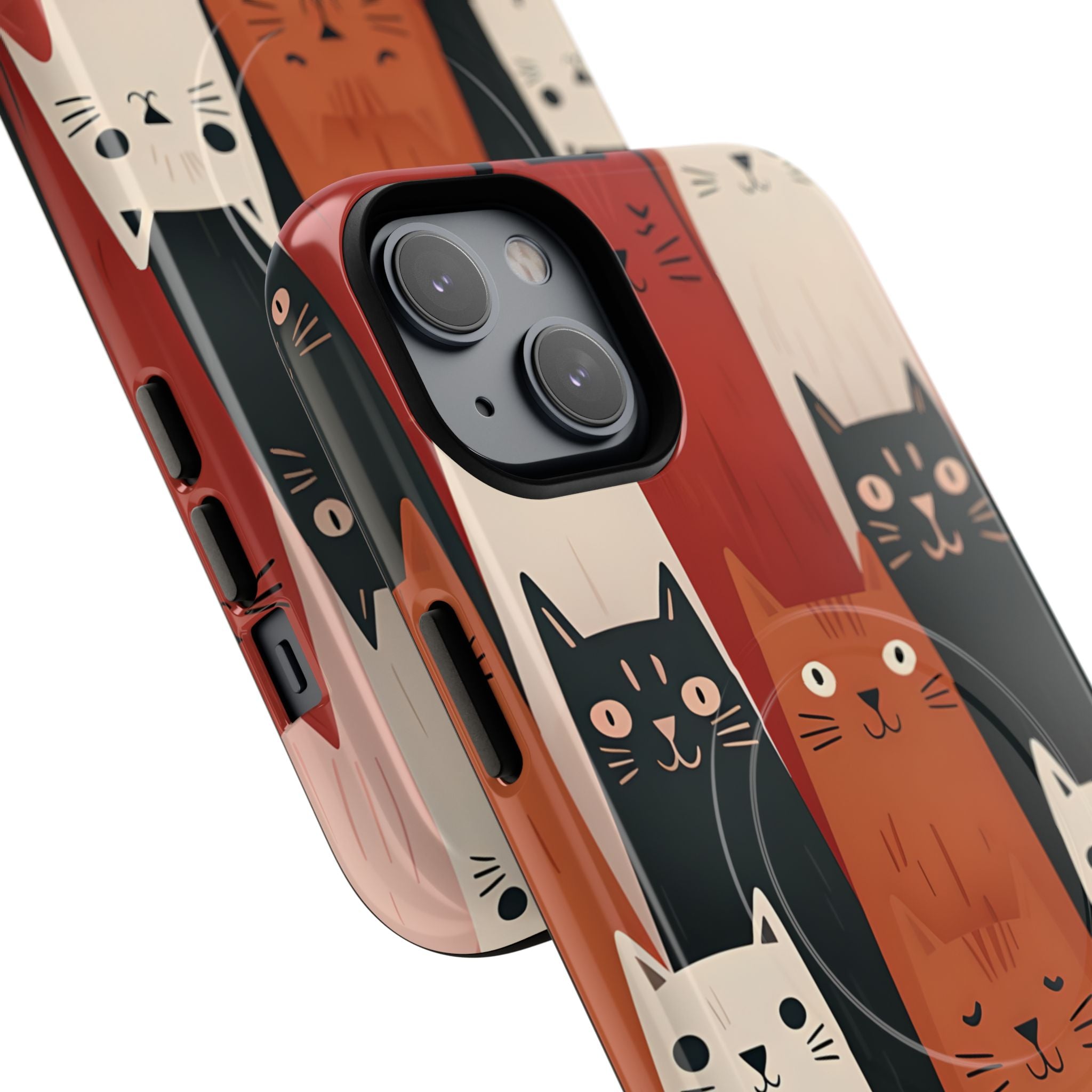 Elongated Cats Black iPhone 14 Plus Case - Tough+