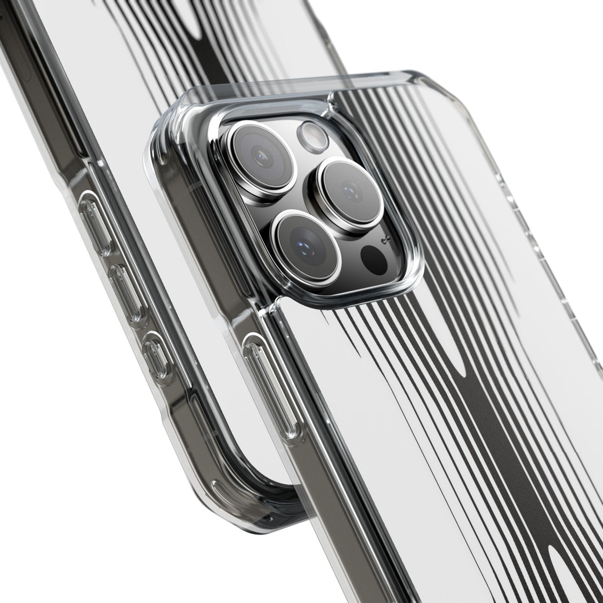 White Impact MagSafe Phone Case for iPhone - Kinetic Mono Distortion