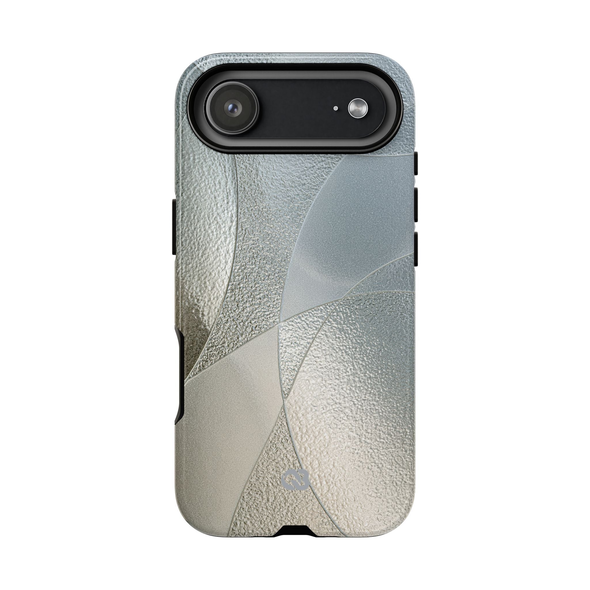 Silver Tough Phone Case for iPhone - Frosted Silver Mosaic