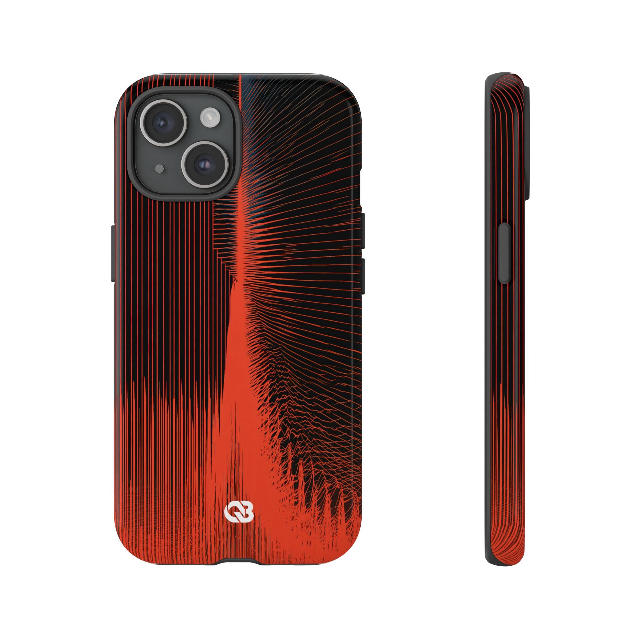 Red Tough Phone Case for iPhone - Crimson Frequency Pulse