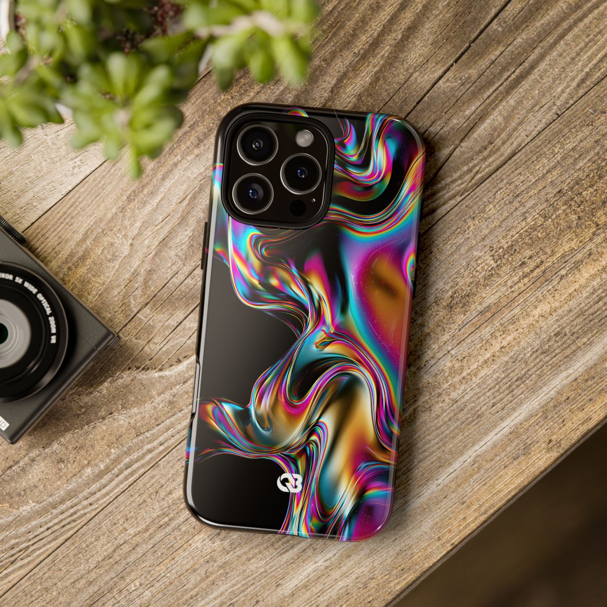 Purple Tough Phone Case for iPhone - Liquid Neon Chrome