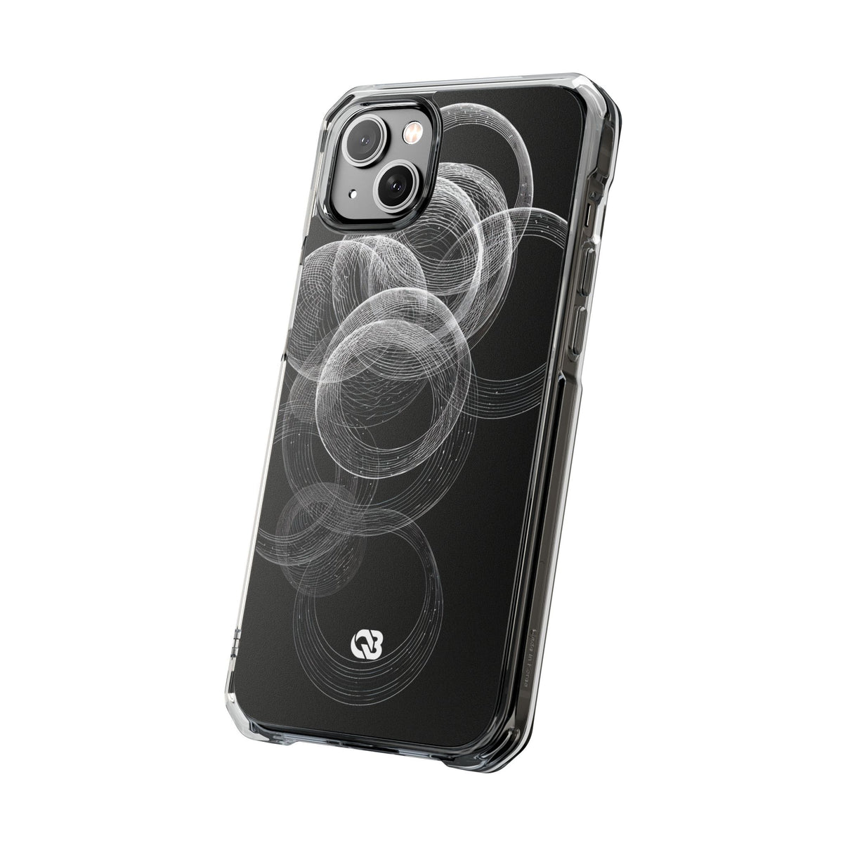 Black Impact MagSafe Phone Case for iPhone - Kinetic Wireframe Orbit