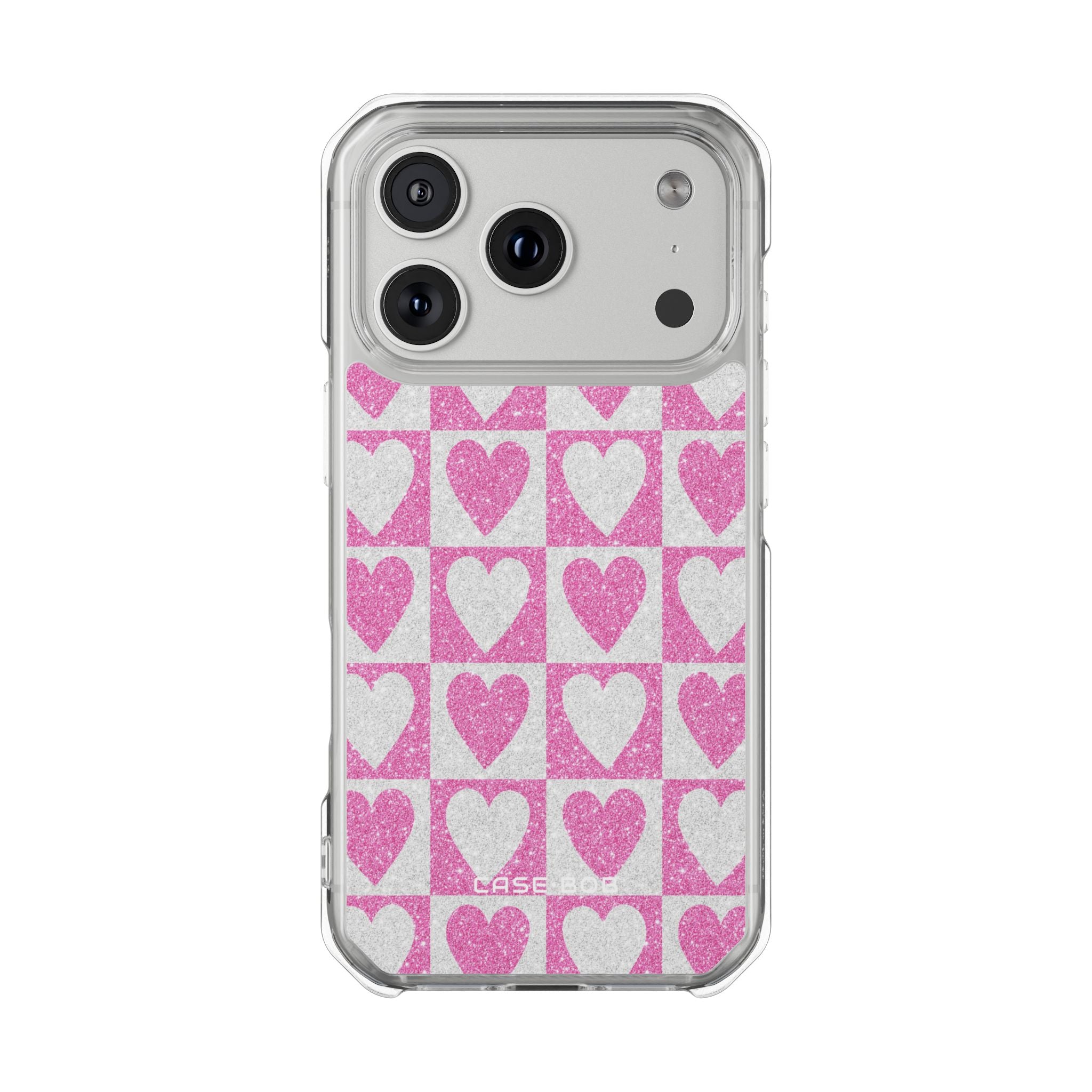 Glitter Heart Grid iPhone 17 Pro Case - Impact