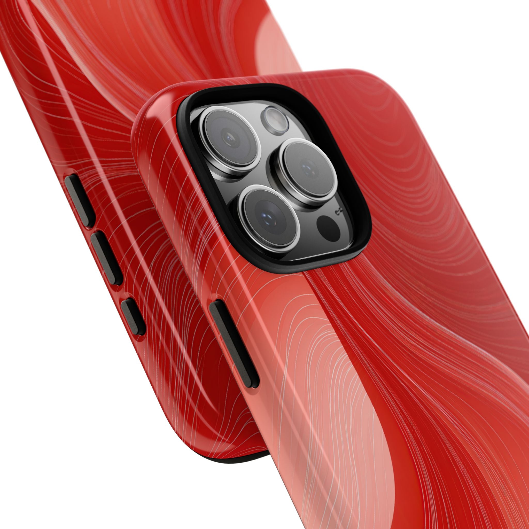 Red Tough Phone Case for iPhone - Crimson Silk Strands