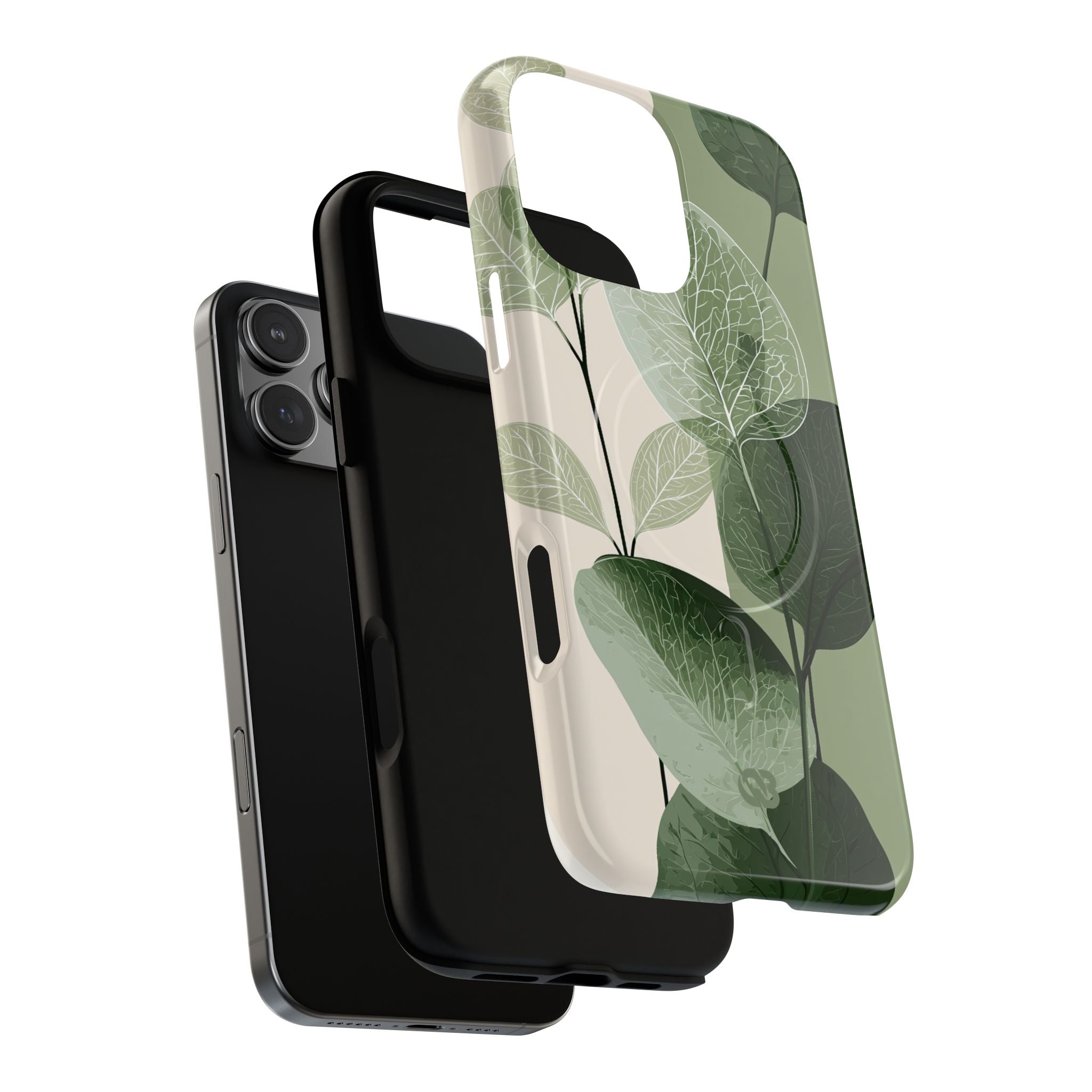 Green Tough 2.0 Magsafe Phone Case for iPhone - Sage Leaf Skeletals