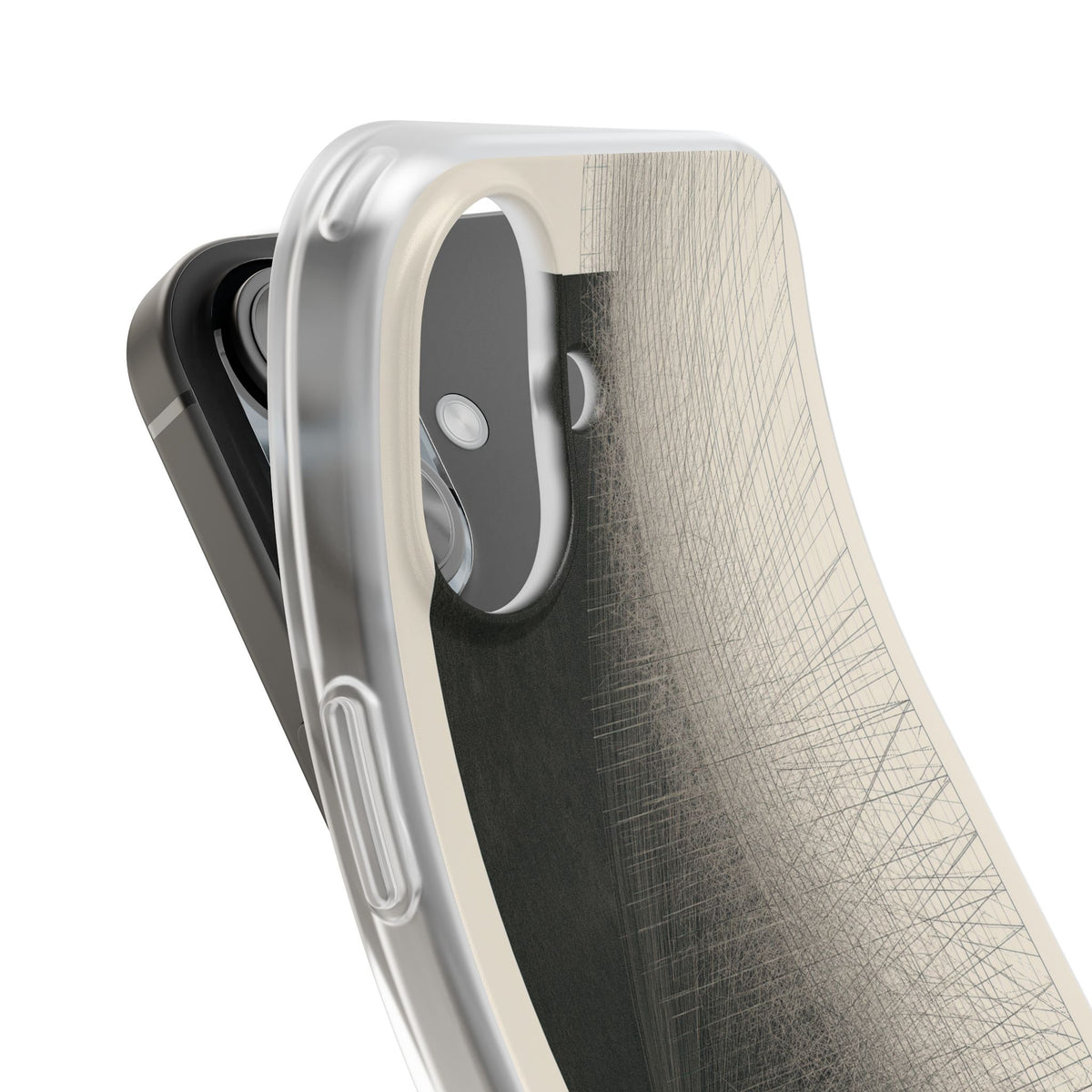 Beige Lite Phone Case for iPhone - Brutalist Graphite Grid