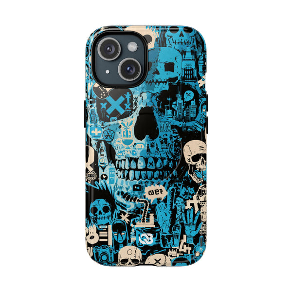 Electric Skull Graffiti · Tough 2.0 Magnetic Phone Case for iPhone · Blue