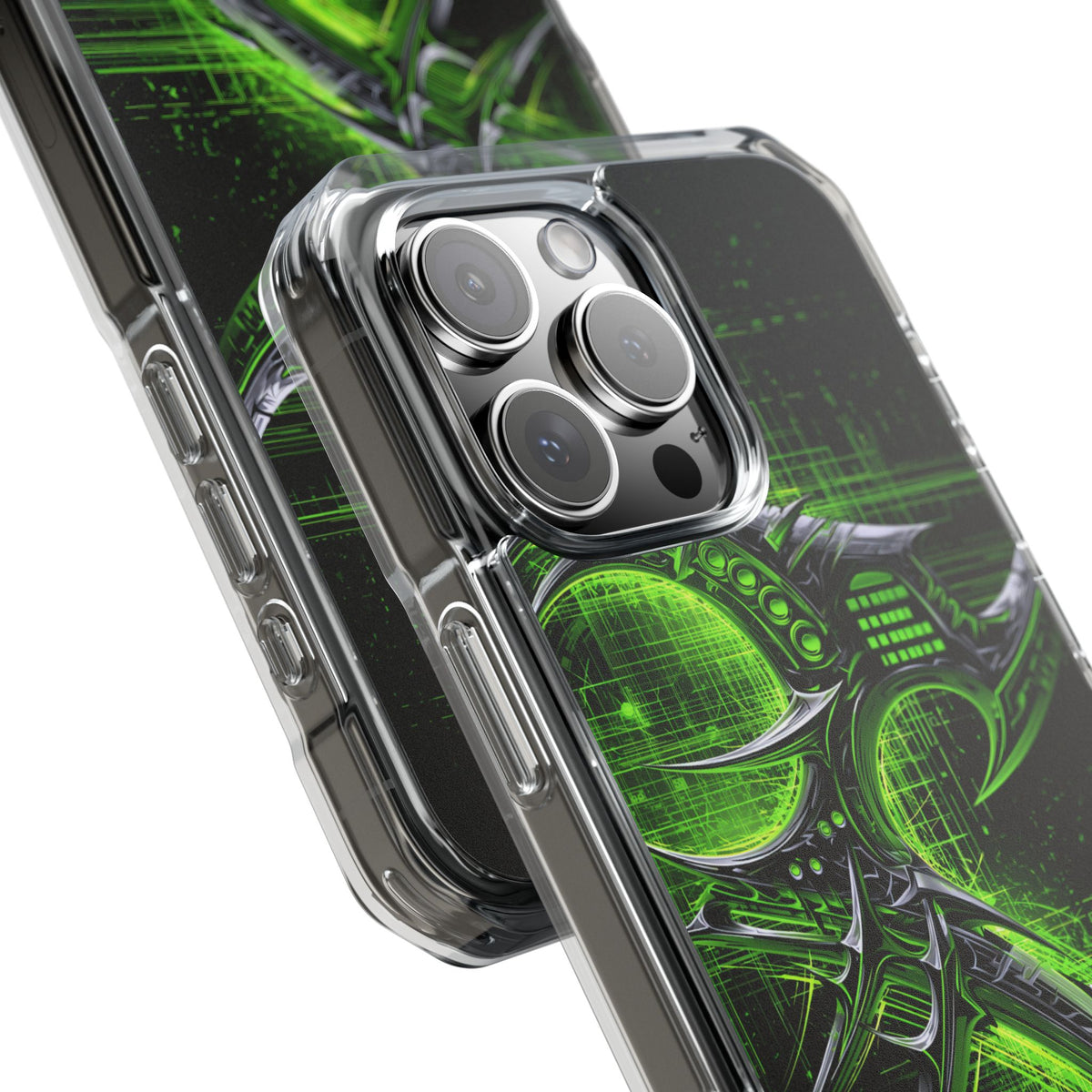 Cyber Sigil Grid · Clear Impact Magnetic Phone Case for iPhone · Green