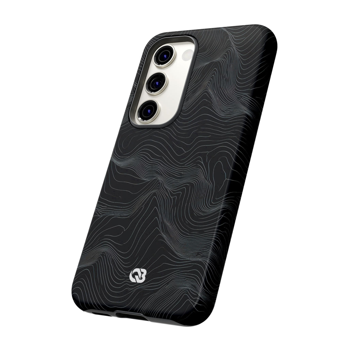 Black Tough Phone Case for Samsung - Obsidian Topo Wireframe