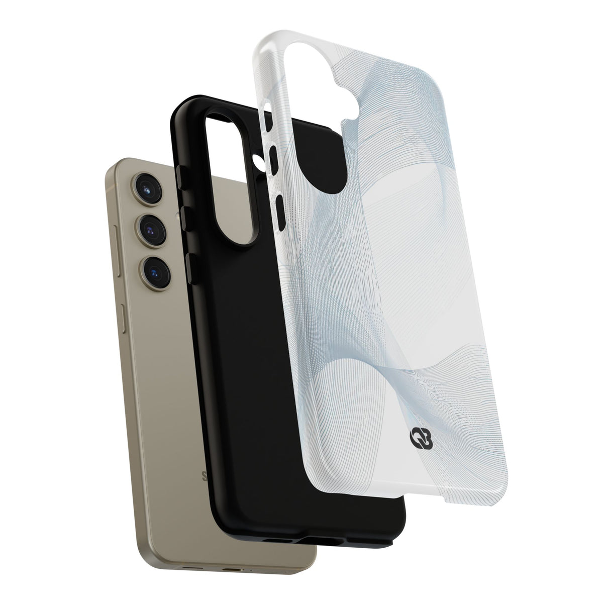 White Tough Phone Case for Samsung - Arctic Line Current