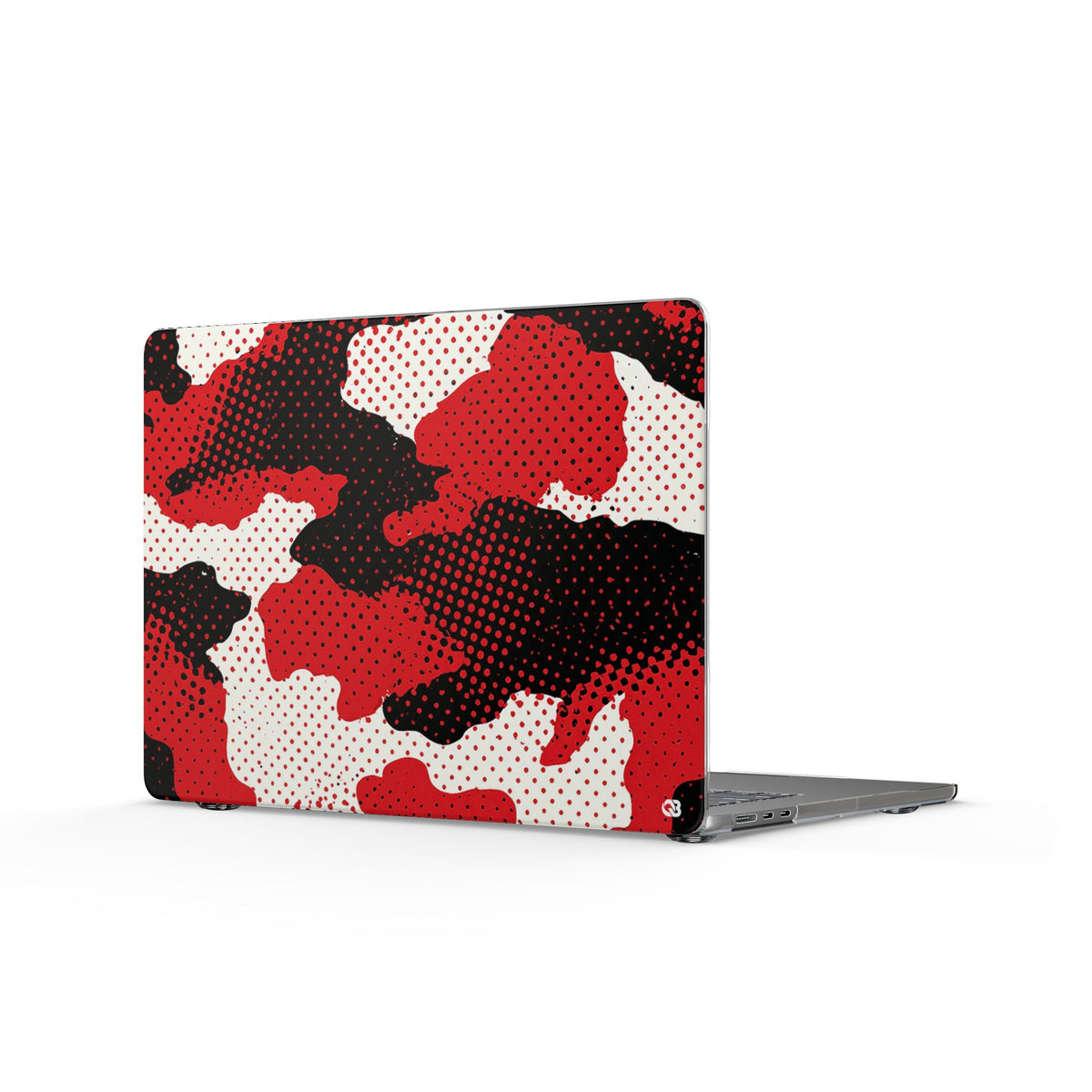 Crimson Halftone Camo · Clear Hard Case for MacBook · Red