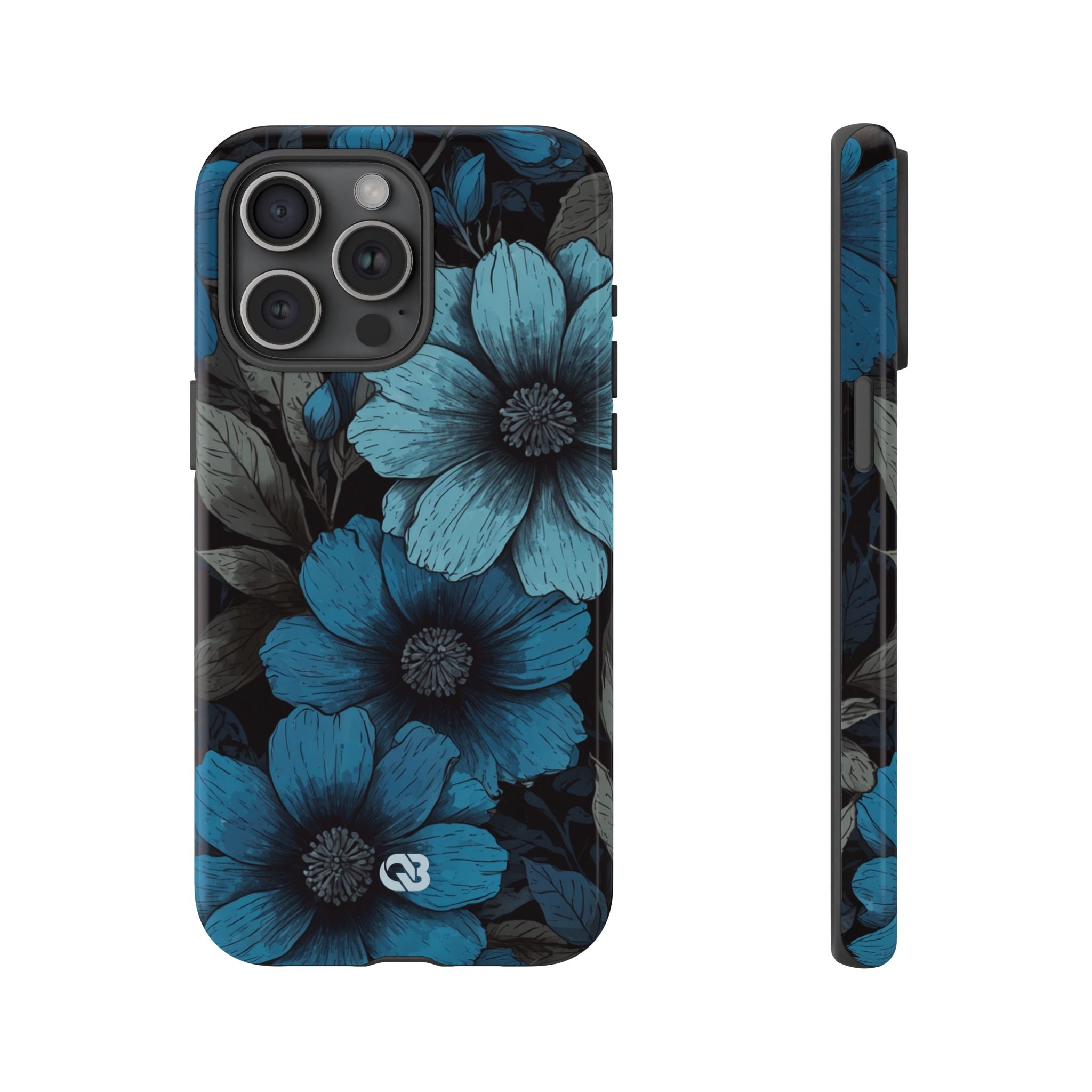 Obsidian Blue Petals · Coque de téléphone Tough pour iPhone