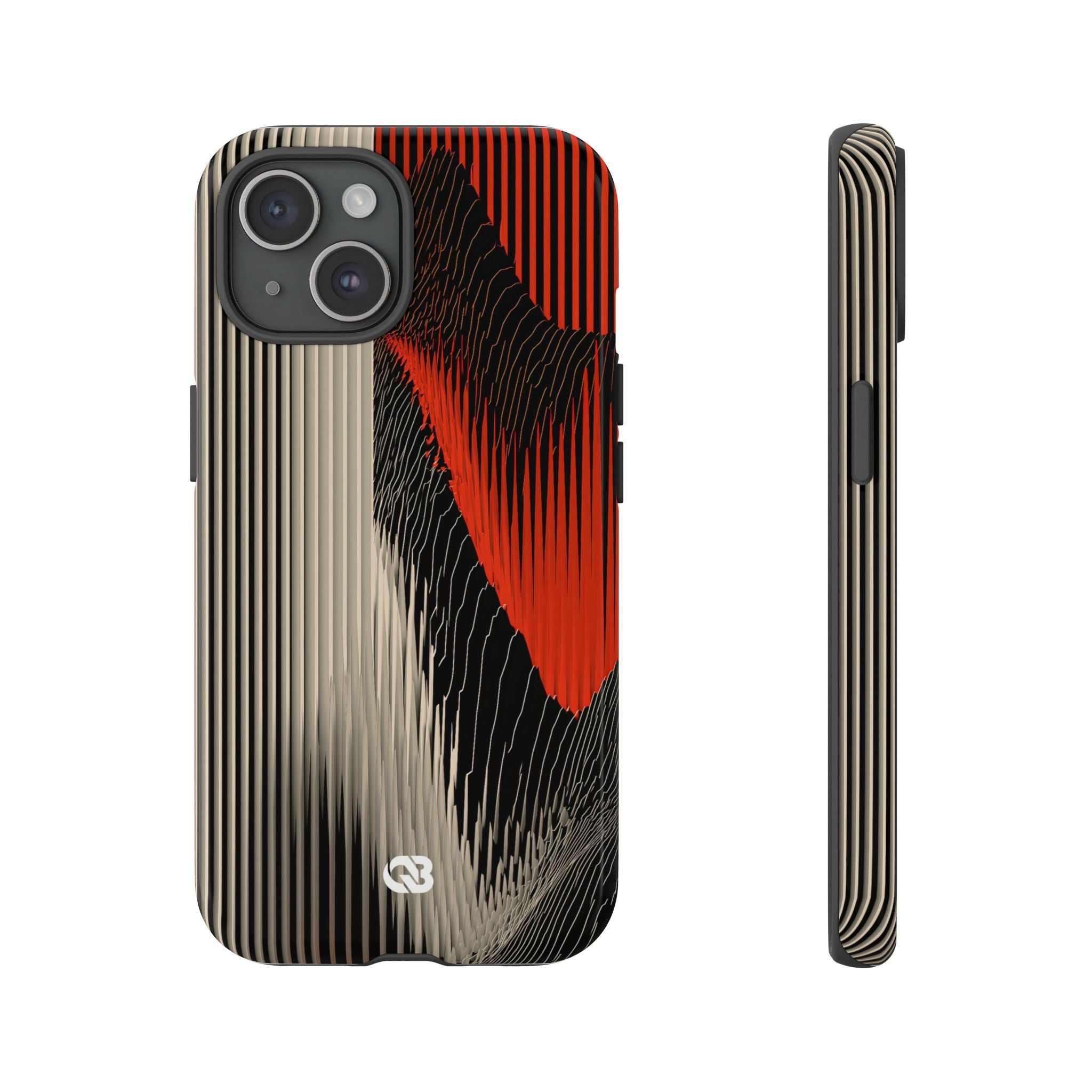 Red Tough Phone Case for iPhone - Crimson Pulse Topo