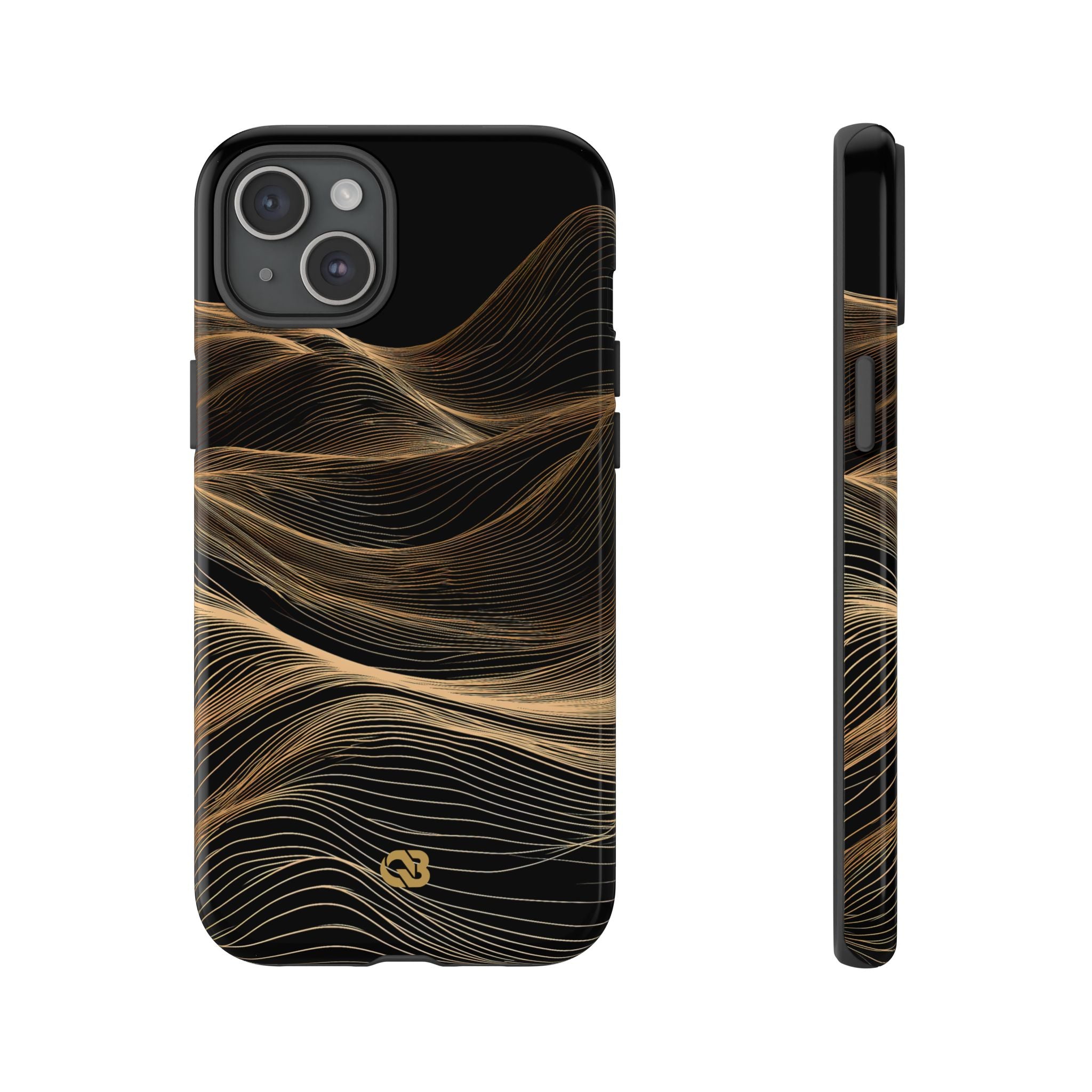 Black Tough Phone Case for iPhone - Copper Topo Ridge
